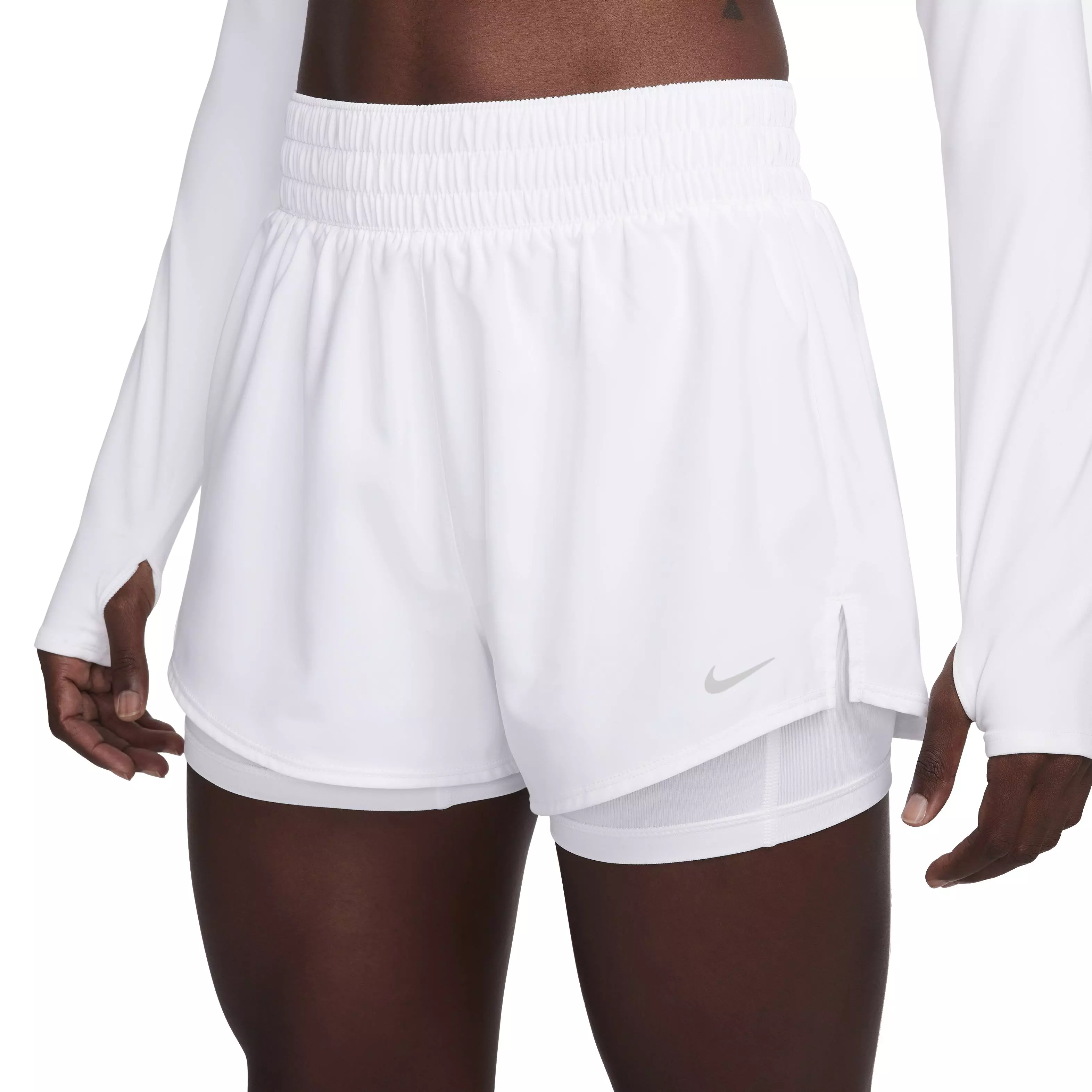 Nike Women's One Dri-FIT High-Waisted 3" 2-in-1 Shorts - WHITE