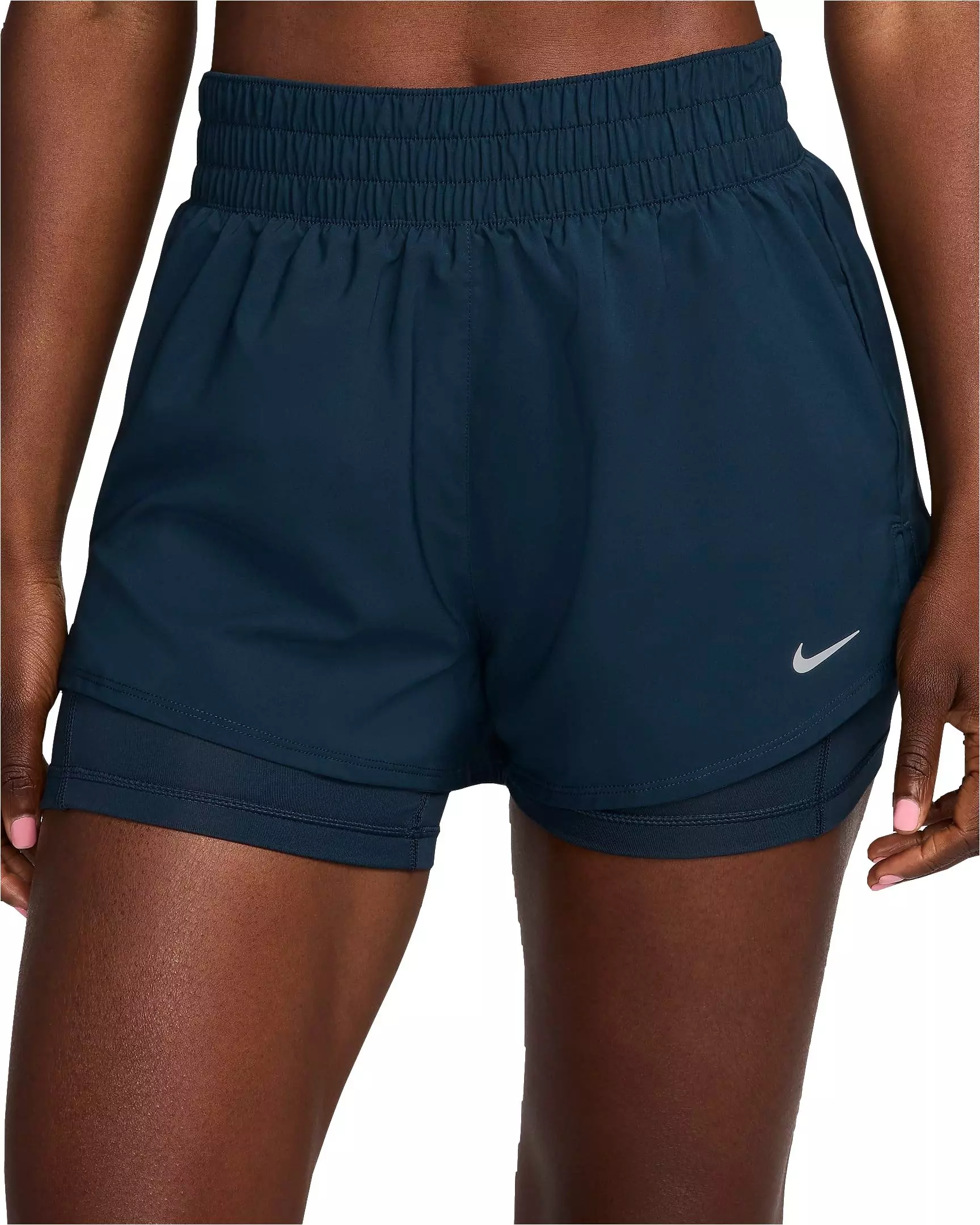 Nike Women's One Dri-FIT High-Waisted 3" 2-in-1 Shorts - BLUE