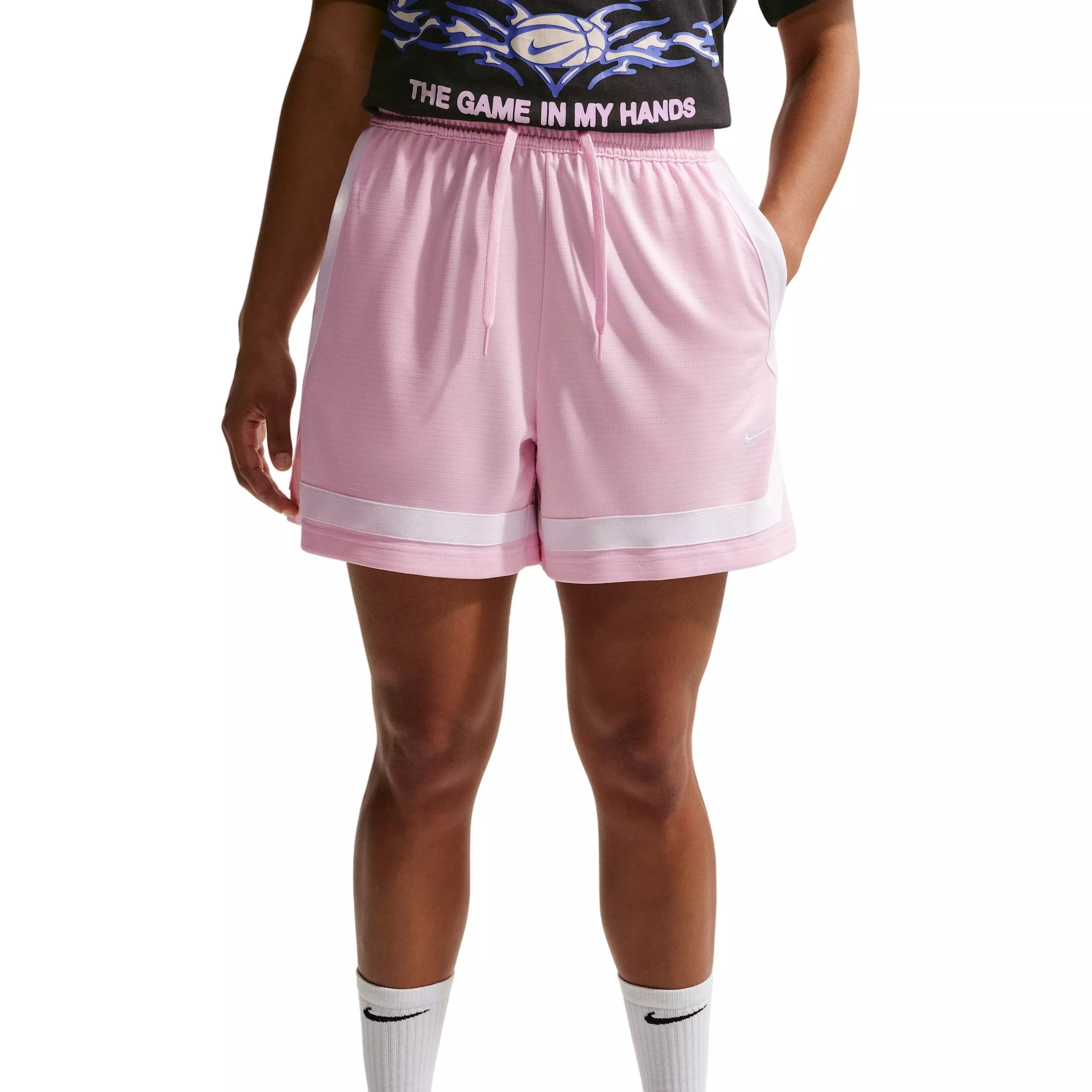 Nike Women's Crossover Dri-FIT 5" Basketball Shorts - Lt Pink/White - LT PINK/WHITE
