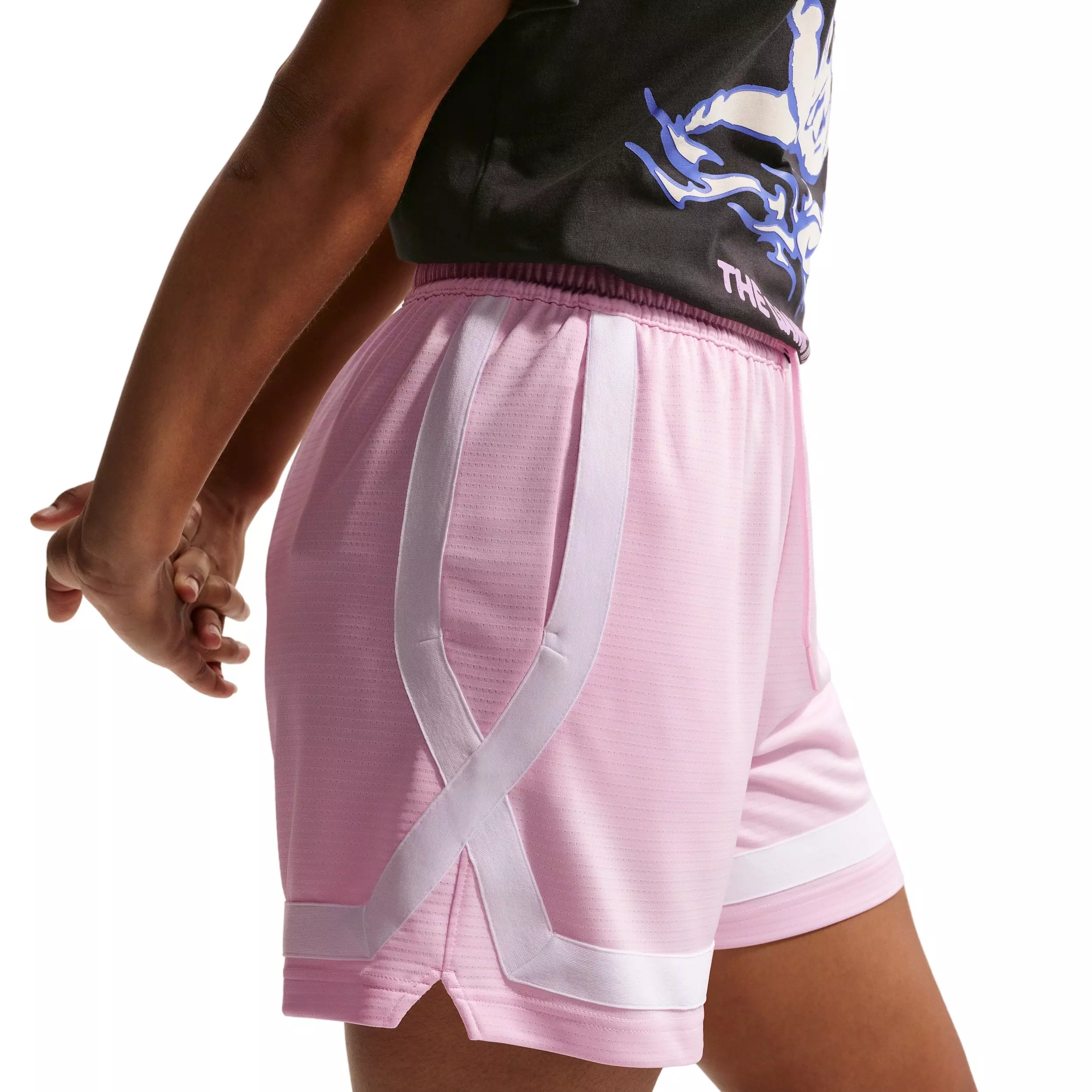 Nike Women's Crossover Dri-FIT 5" Basketball Shorts - Lt Pink/White - LT PINK/WHITE