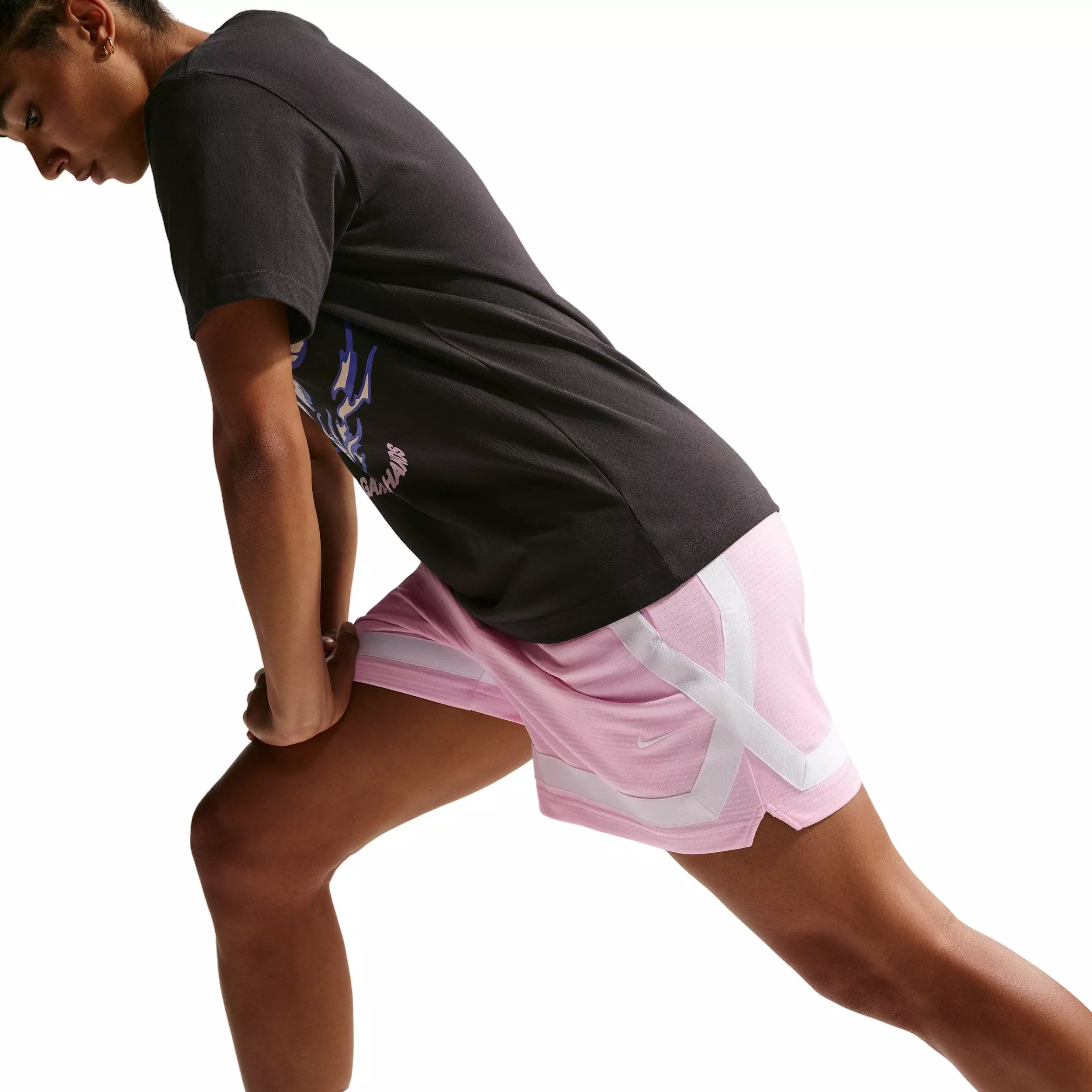 Nike Women's Crossover Dri-FIT 5" Basketball Shorts - Lt Pink/White - LT PINK/WHITE