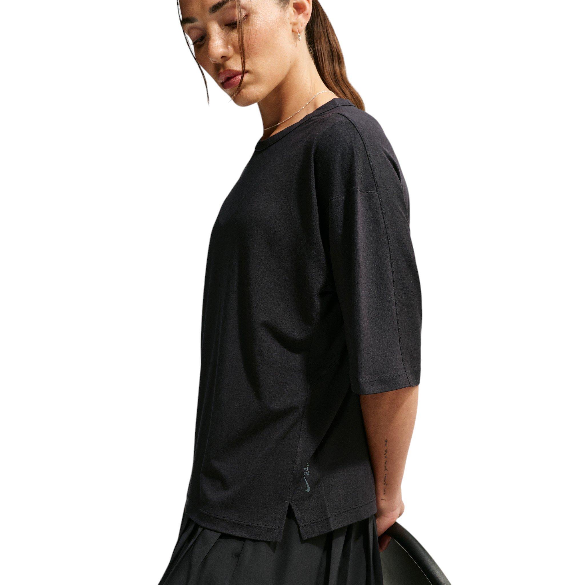 Nike Women's 24.7 ImpossiblySoft Light Dri-FIT Short Sleeve T-Shirt - Black/Grey - BLACK/GREY