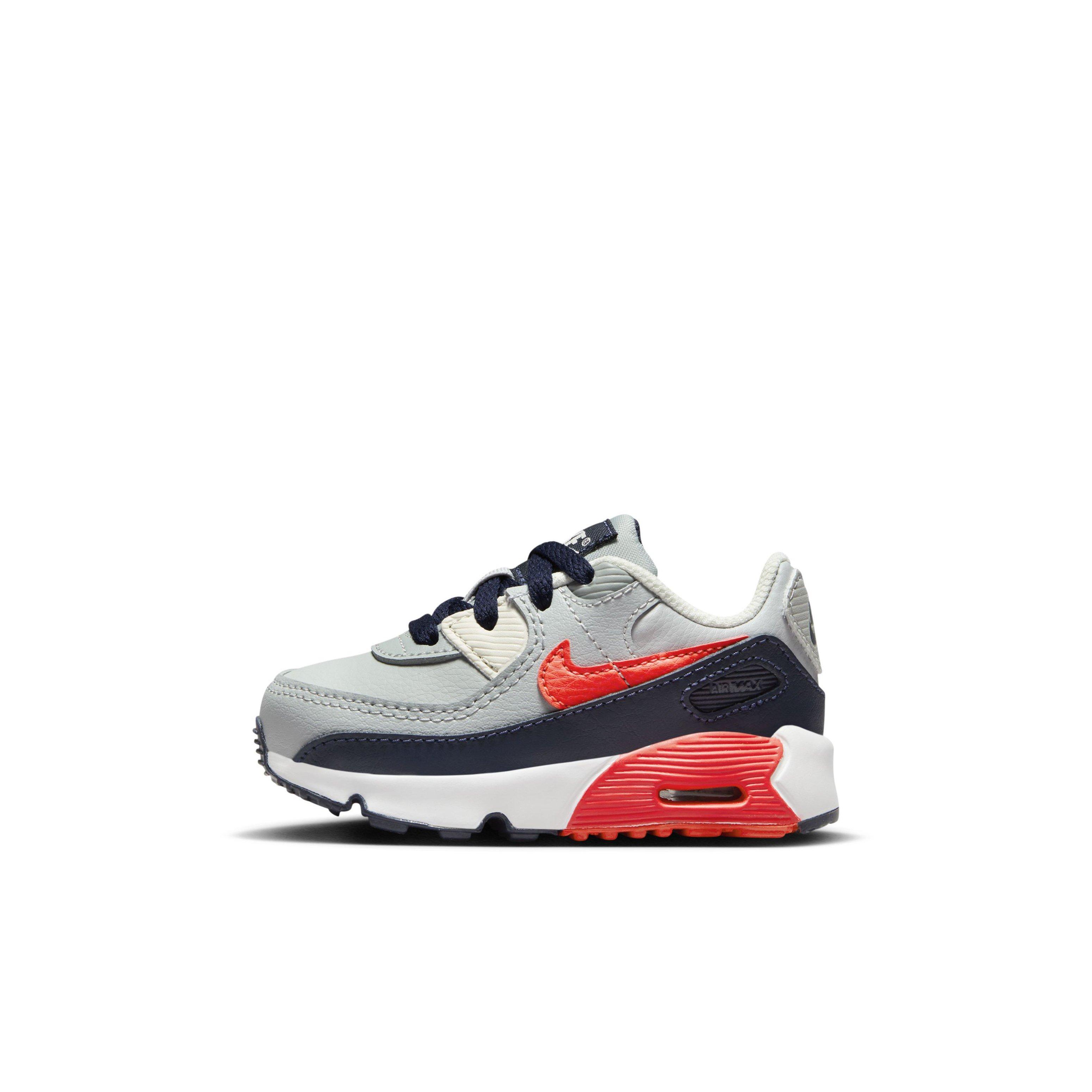 Nike Air Max 90 LTR Infant Boys' "Light Smoke Grey/Dark Obsidian/Phantom/Bright Crimson" Shoe
