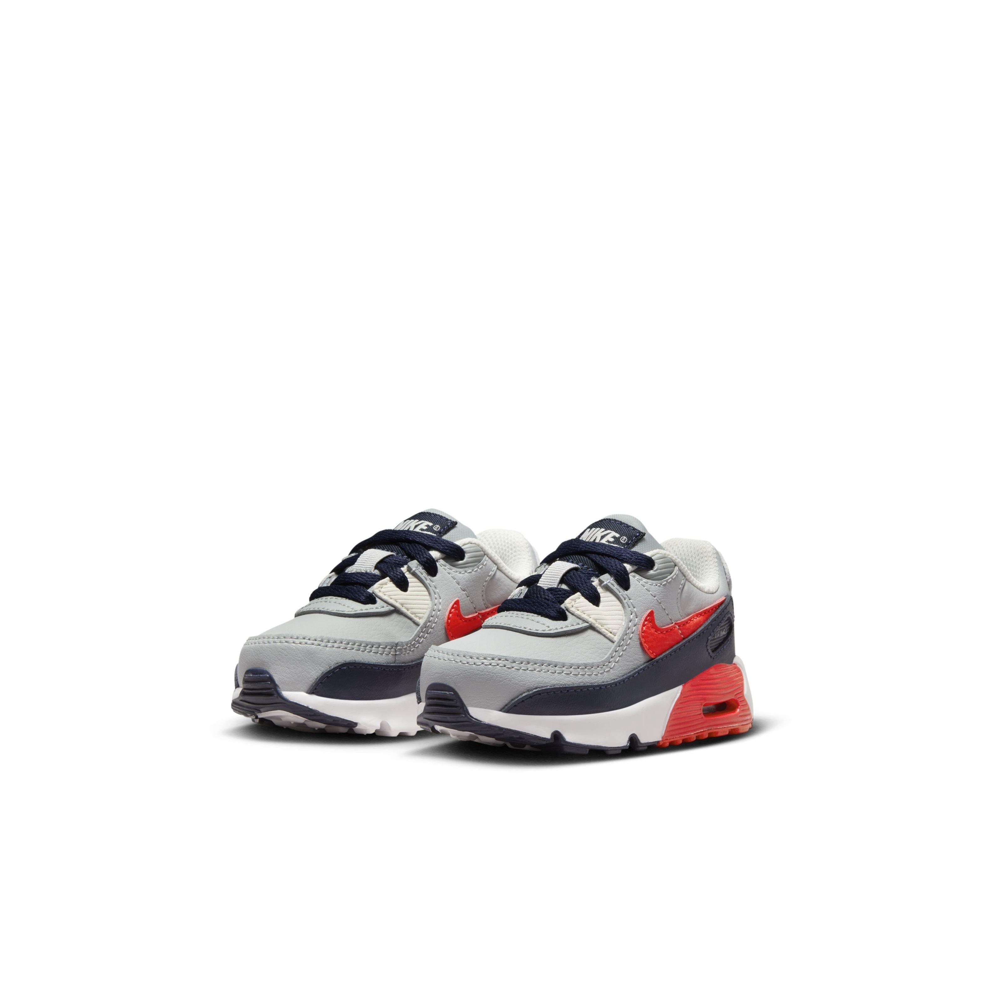 Nike Air Max 90 LTR Infant Boys' "Light Smoke Grey/Dark Obsidian/Phantom/Bright Crimson" Shoe