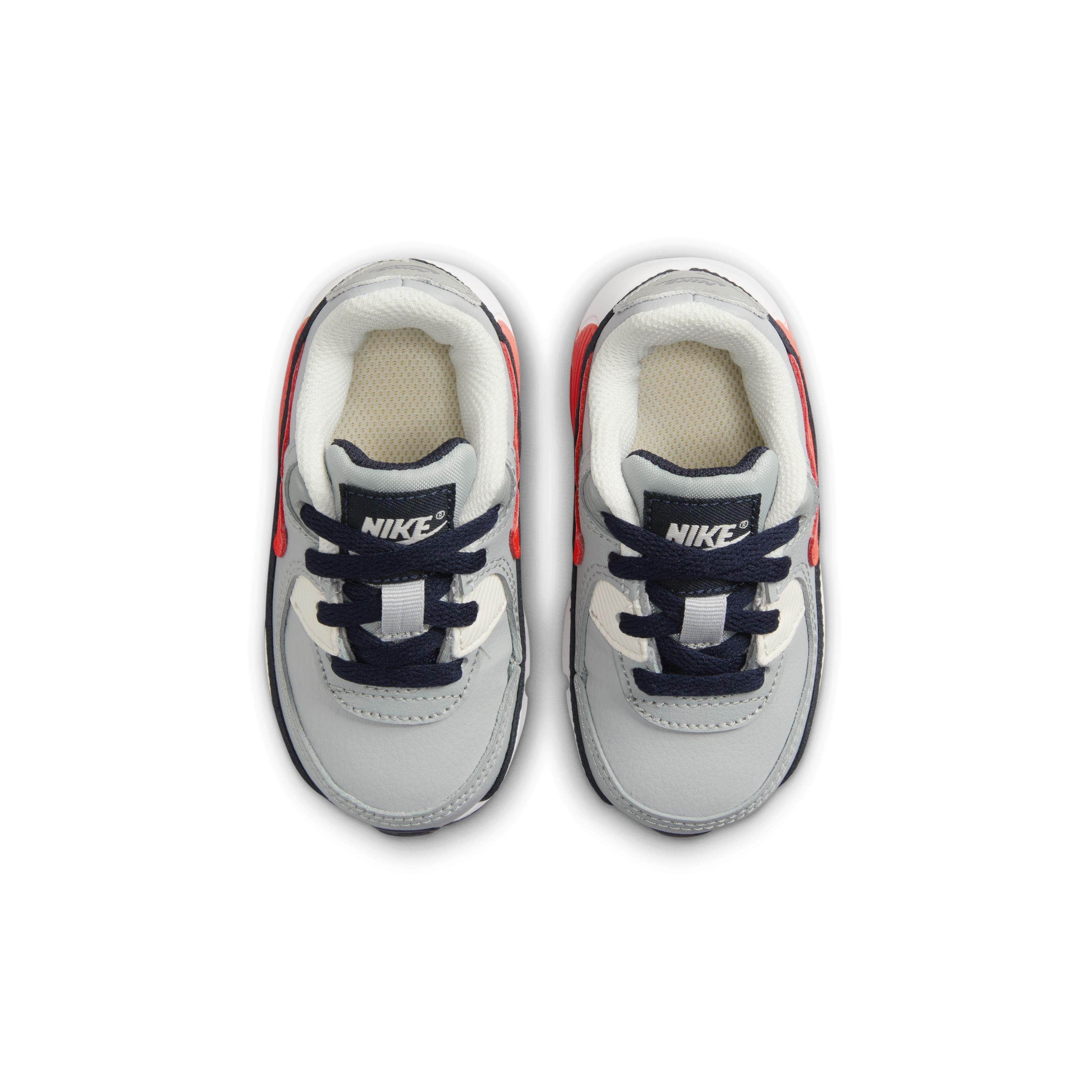Nike Air Max 90 LTR Infant Boys' "Light Smoke Grey/Dark Obsidian/Phantom/Bright Crimson" Shoe