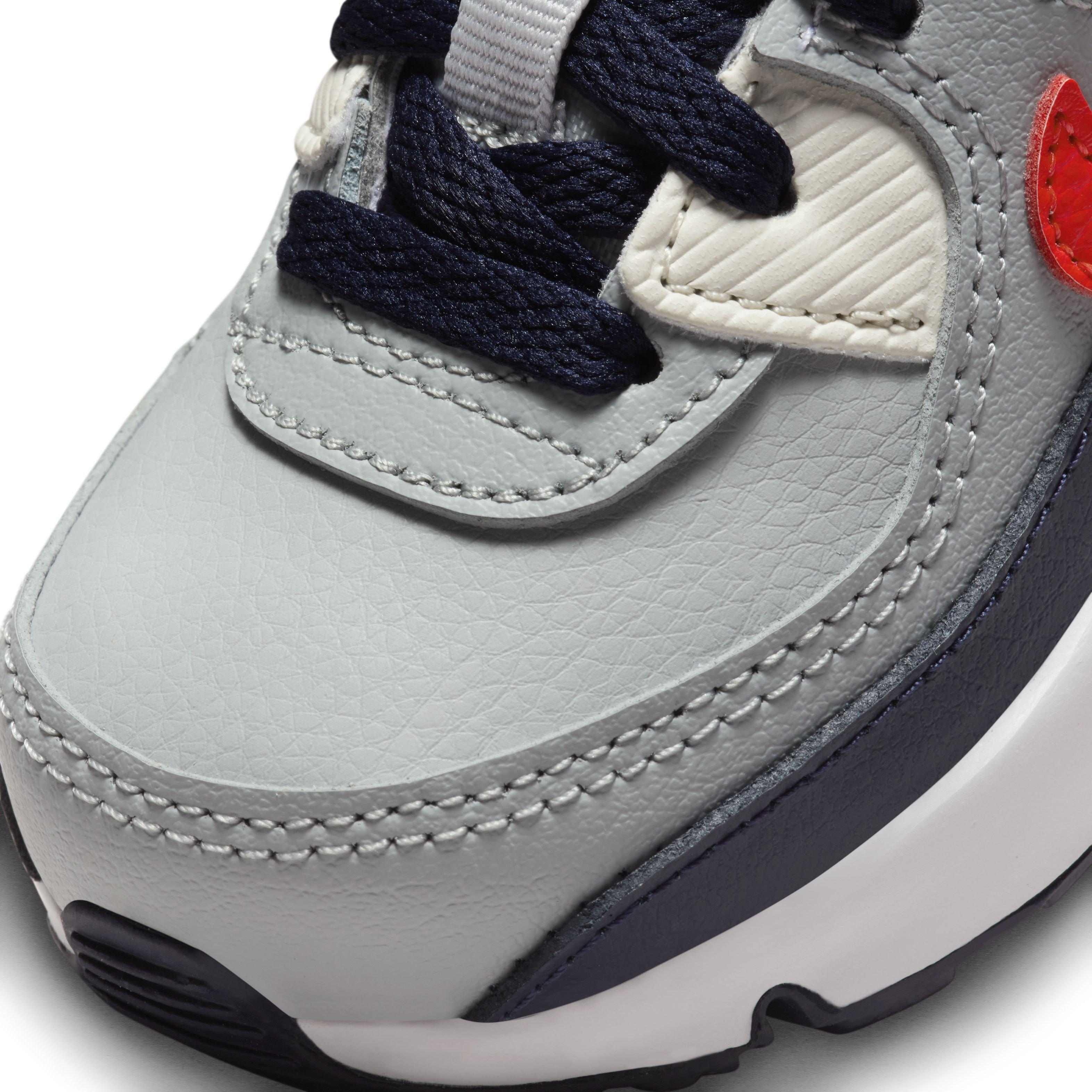 Nike Air Max 90 LTR Infant Boys' "Light Smoke Grey/Dark Obsidian/Phantom/Bright Crimson" Shoe