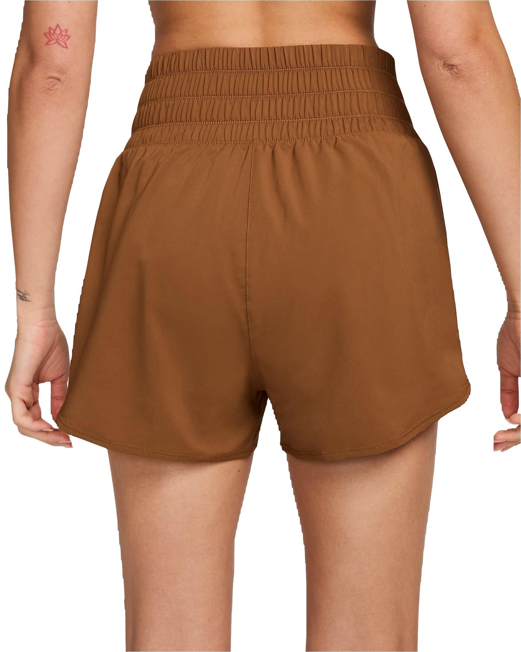 Nike Women's One Dri-FIT Ultra High-Waisted Brief-Lined Shorts - BROWN Thumbnail View 2