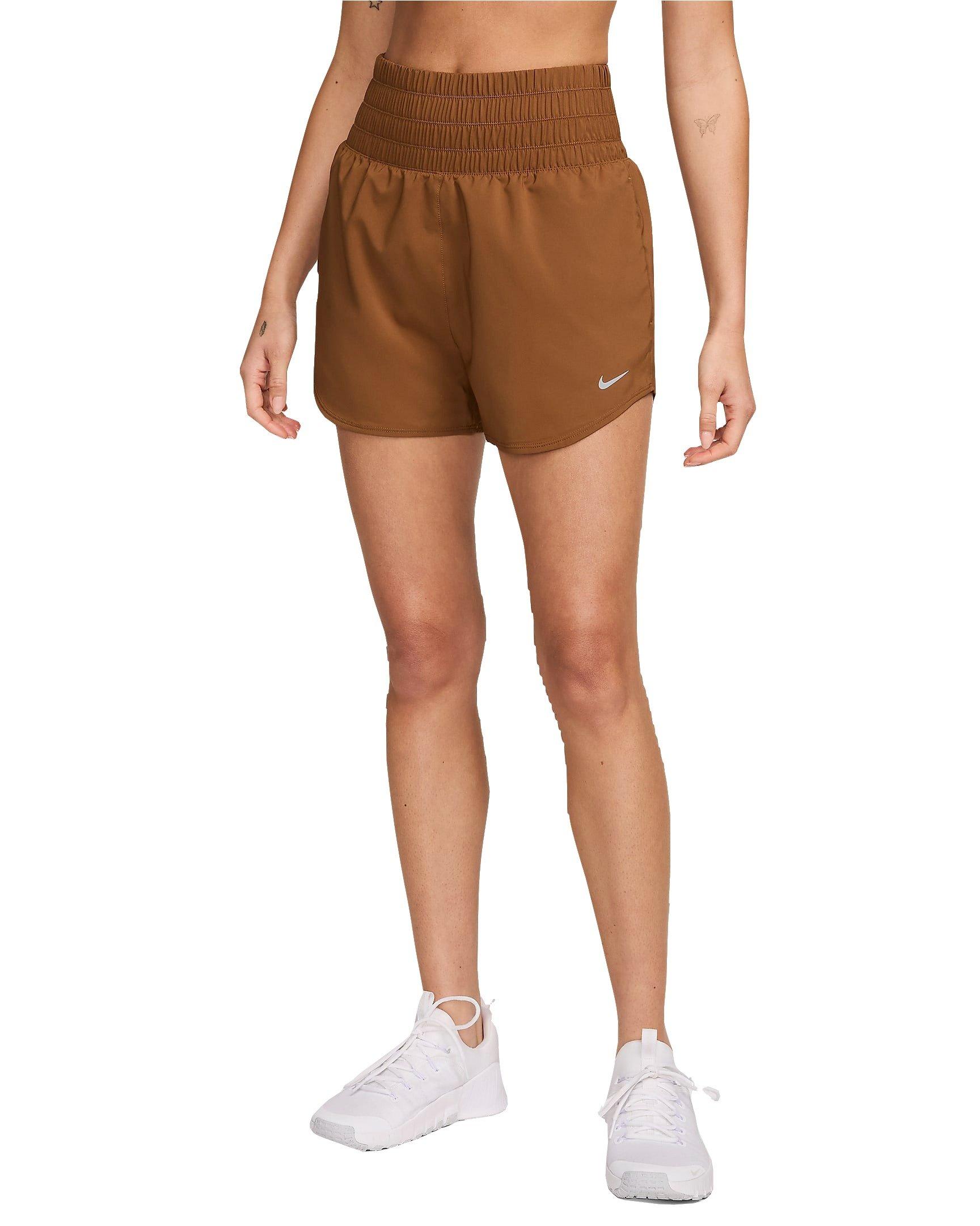 Nike Women's One Dri-FIT Ultra High-Waisted Brief-Lined Shorts - BROWN Thumbnail View 7