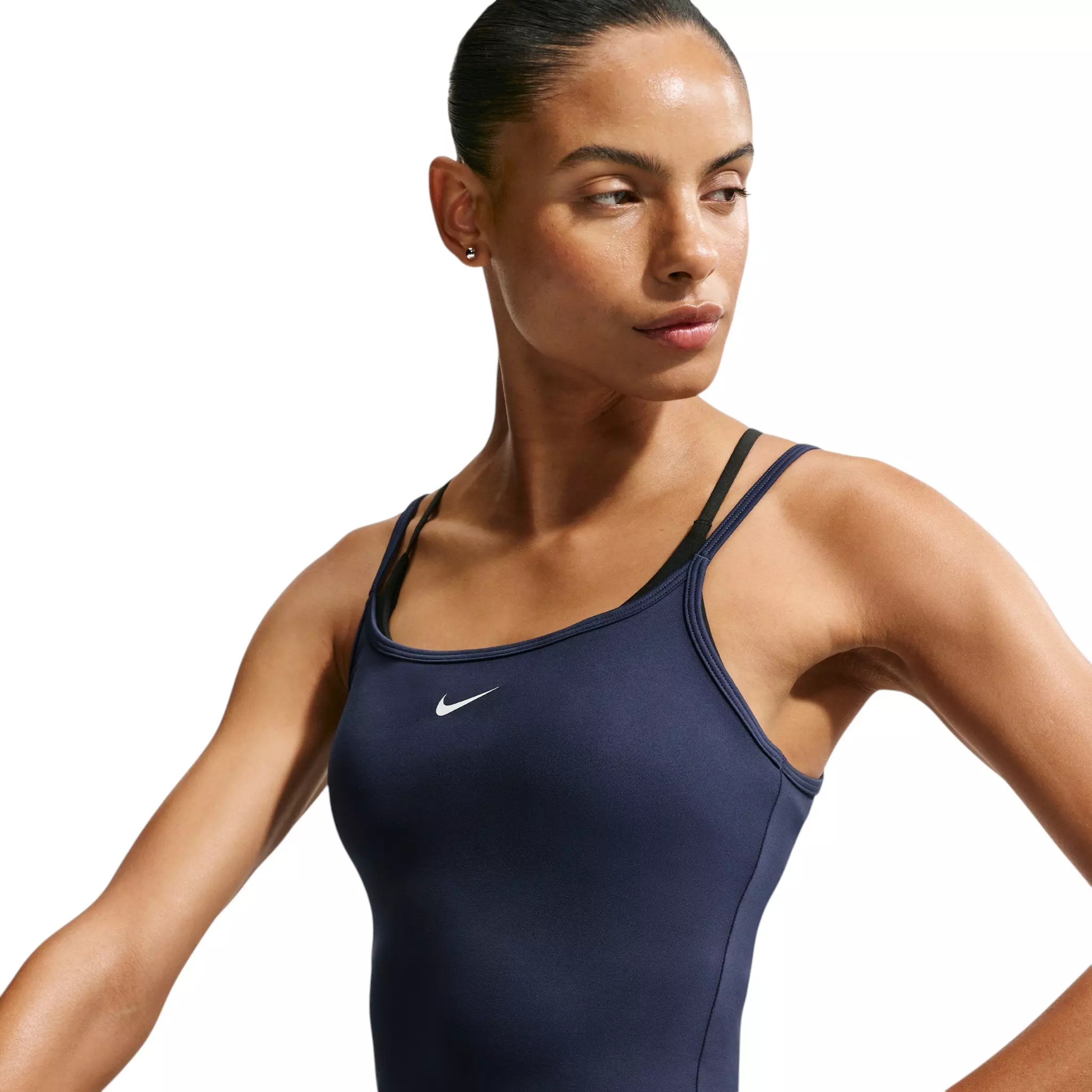 Nike Women's One Fitted Dri-FIT Cami Tank Top - Navy/White - NAVY/WHITE