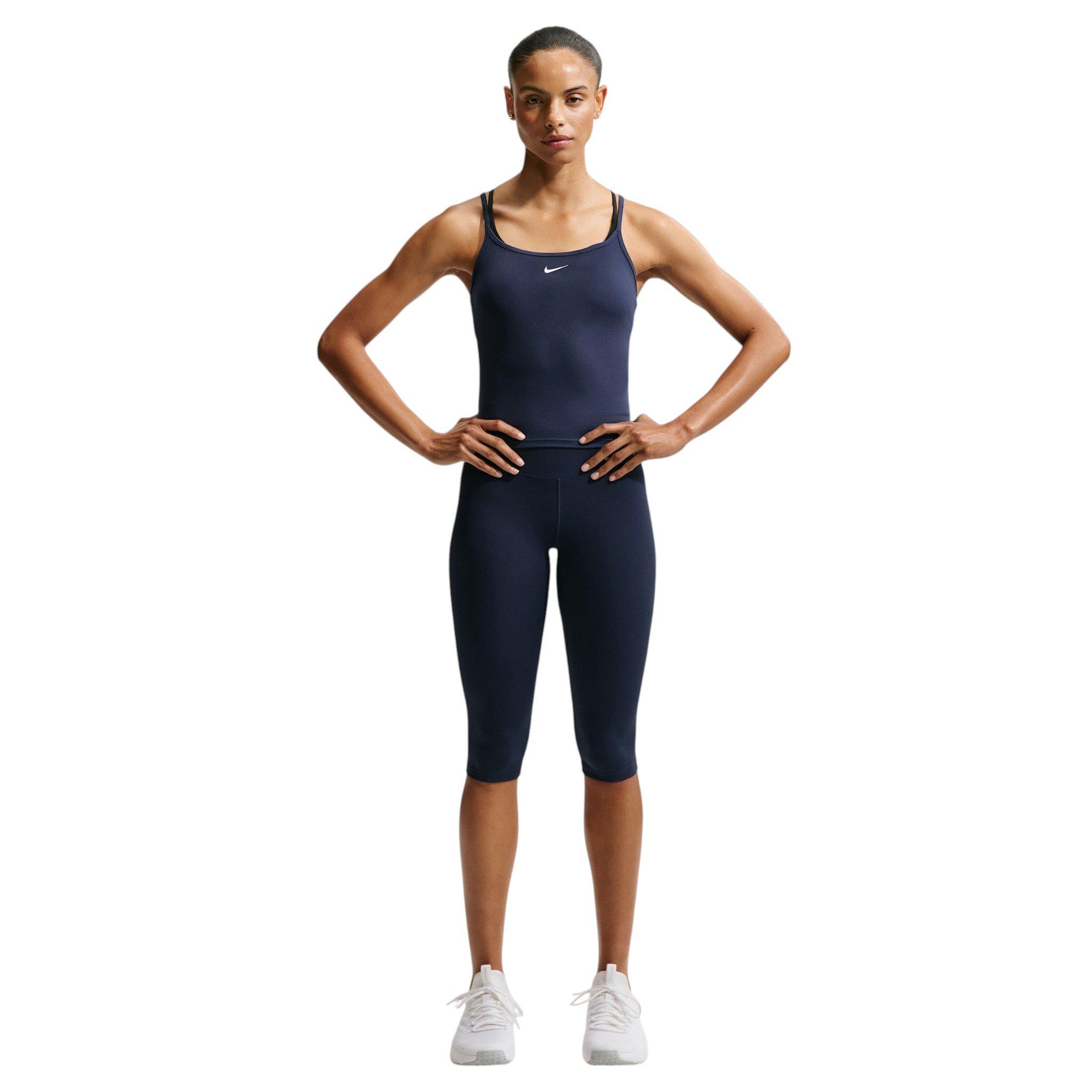 Nike Women's One Fitted Dri-FIT Cami Tank Top - Navy/White - NAVY/WHITE