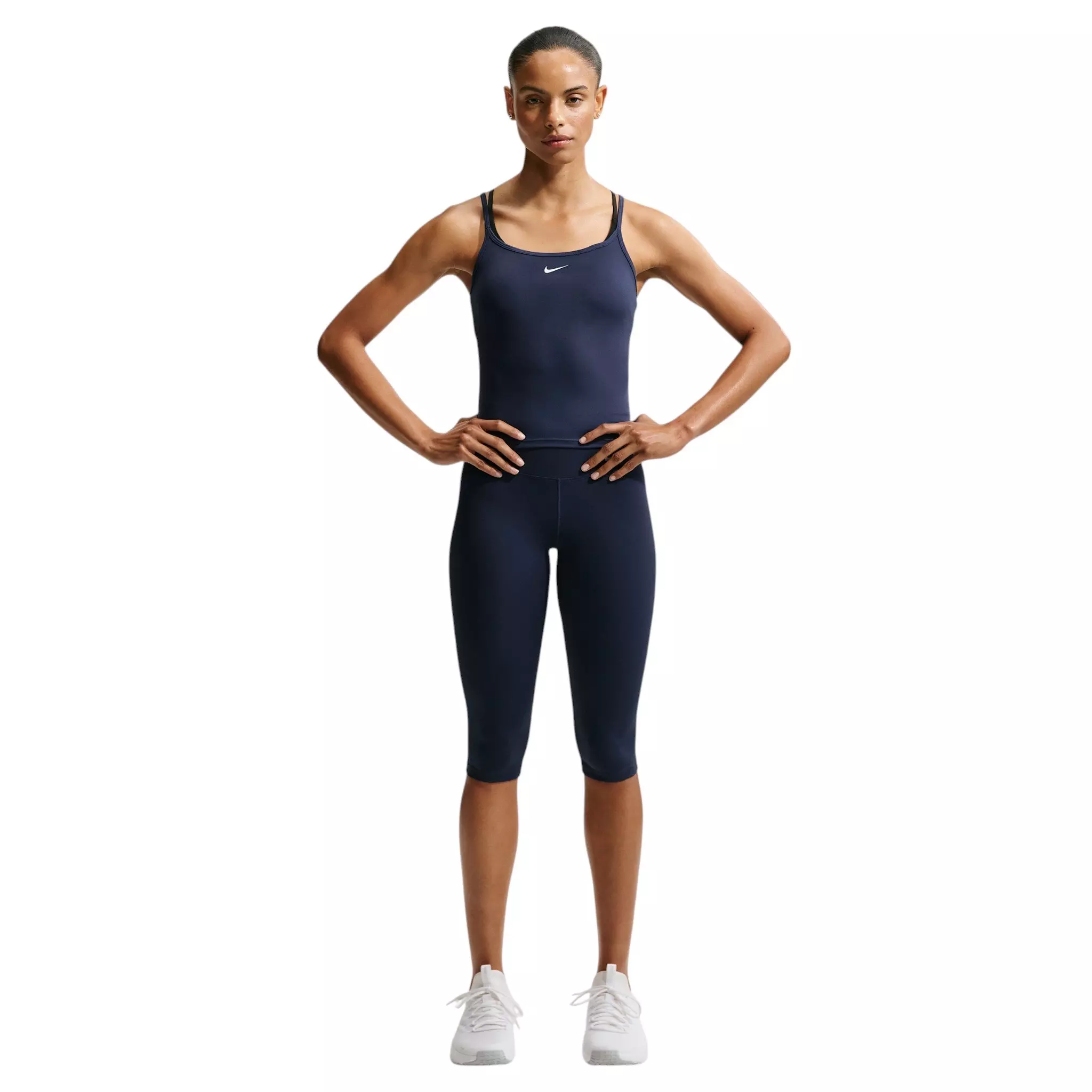 Nike Women's One Fitted Dri-FIT Cami Tank Top - Navy/White - NAVY/WHITE