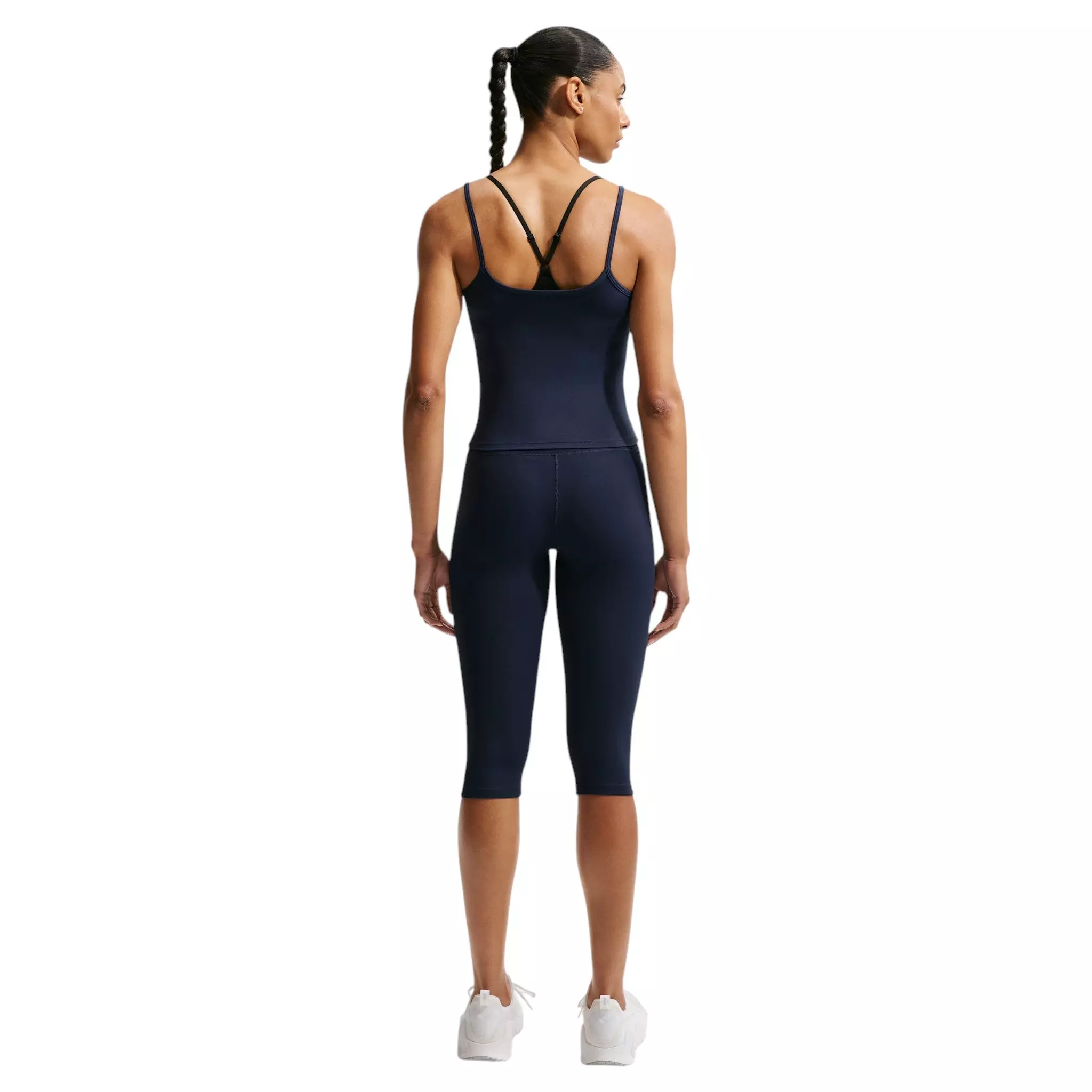 Nike Women's One Fitted Dri-FIT Cami Tank Top - Navy/White - NAVY/WHITE