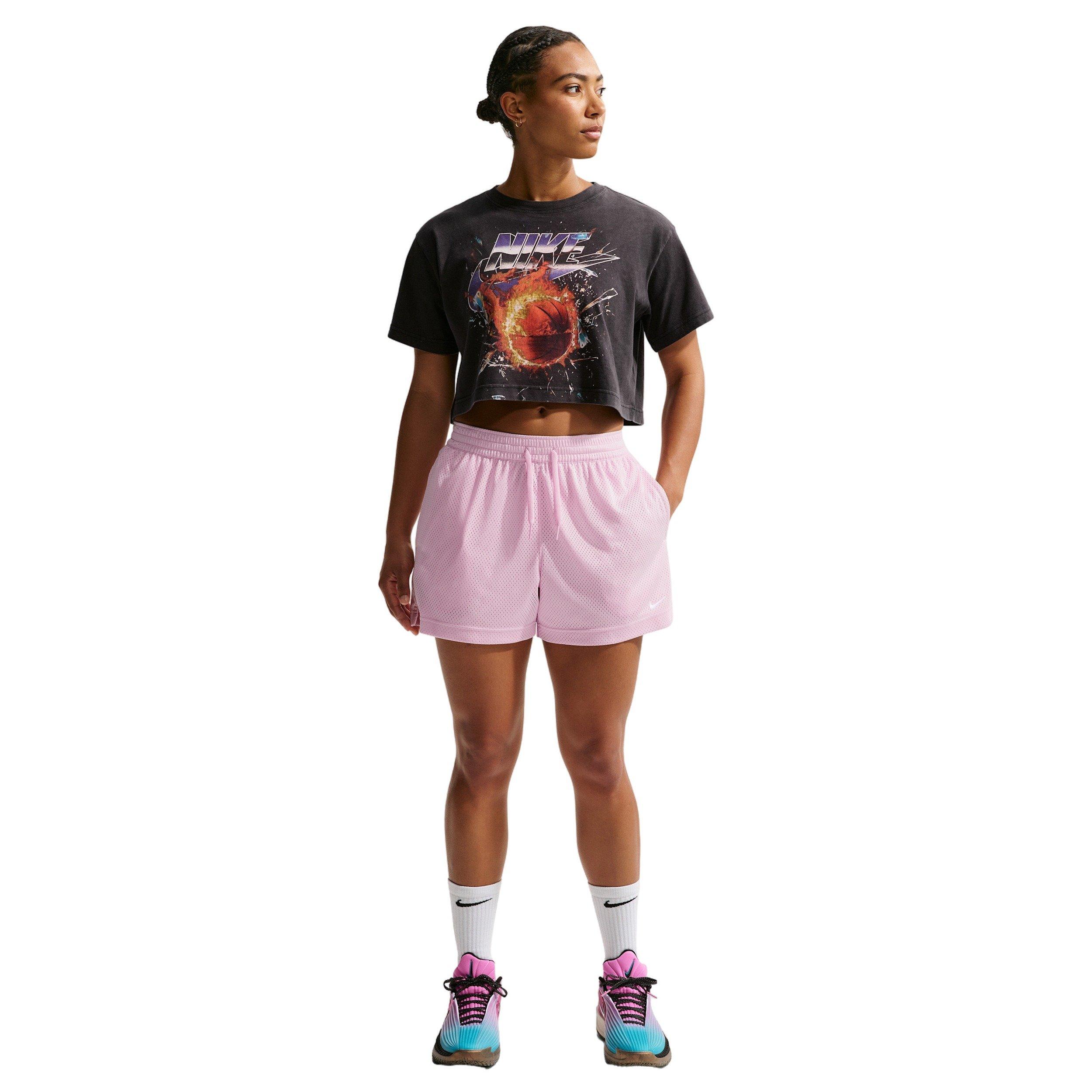 Nike Women's Essential Dri-FIT Mesh Basketball Shorts -Lt Pink - LT PINK Thumbnail View 4