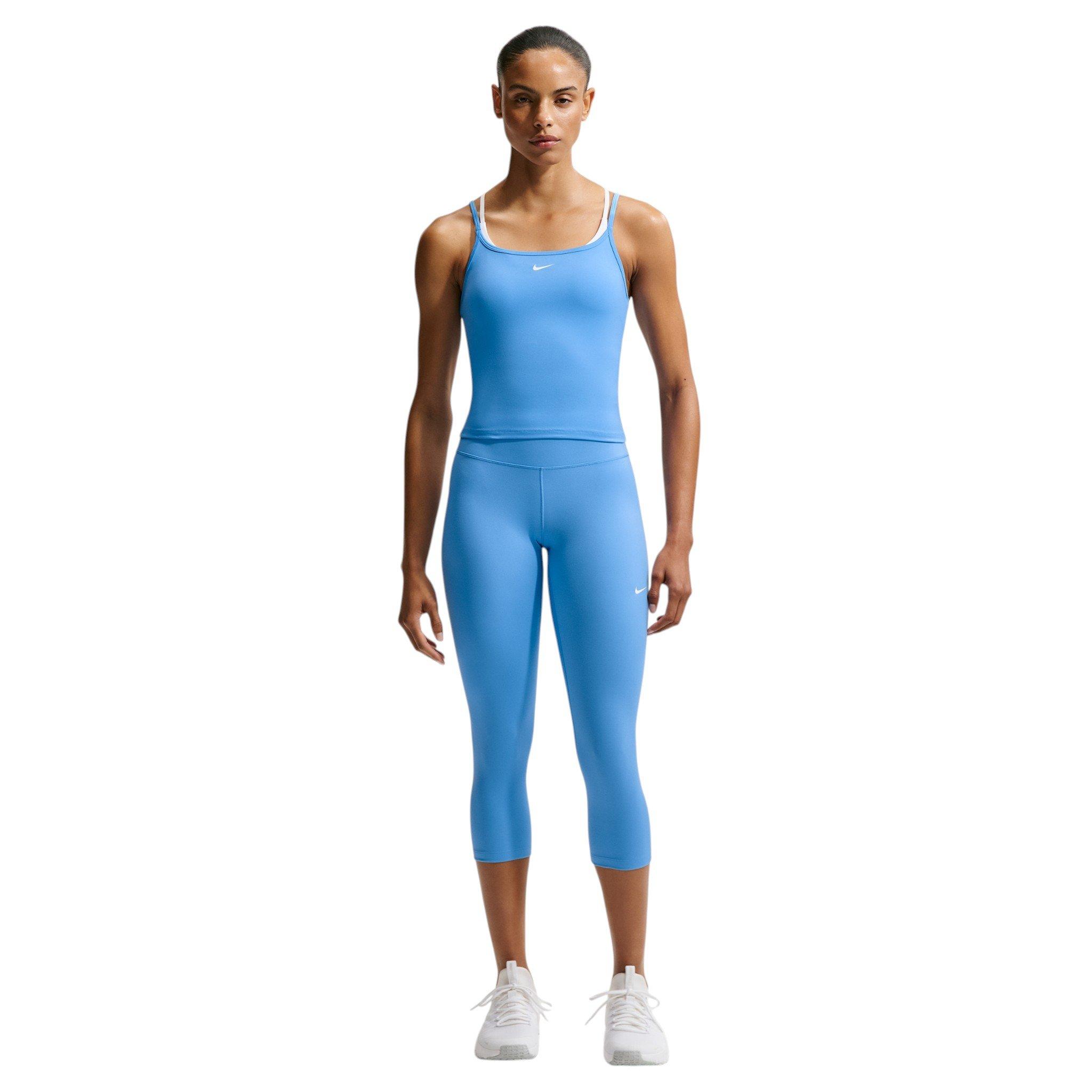 Nike Women's One Fitted Dri-FIT Cami Tank Top - Carolina Blue/White - CAROLINA BLUE/WHITE