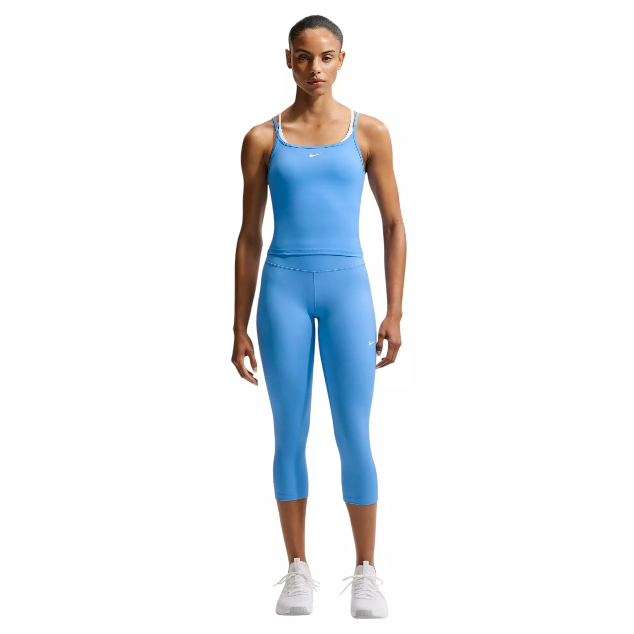 Nike Women's One Fitted Dri-FIT Cami Tank Top - Carolina Blue/White - CAROLINA BLUE/WHITE