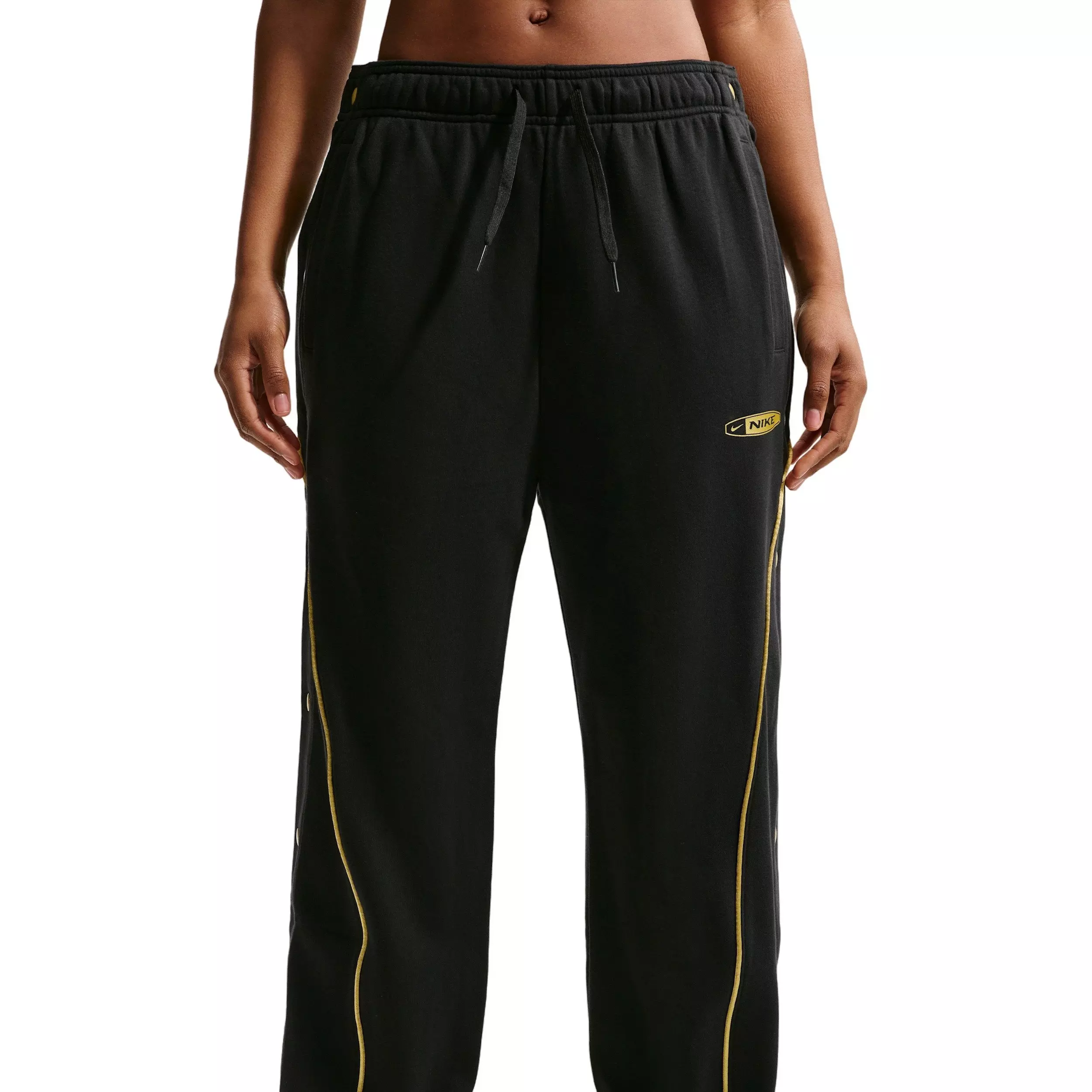 Nike Women's Fleece Tearaway Pants - Black/Gold - BLACK/GOLD