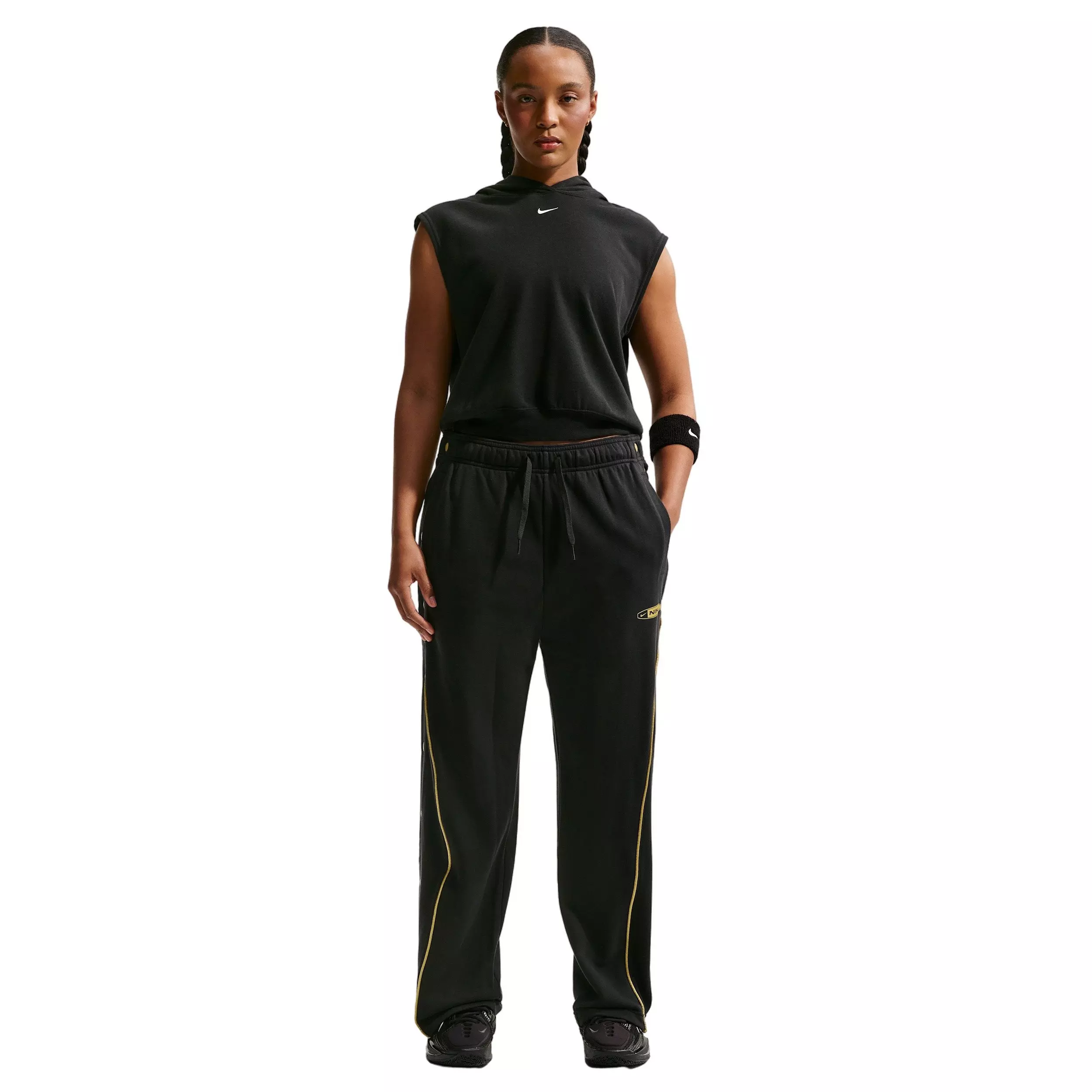 Nike Women's Fleece Tearaway Pants - Black/Gold - BLACK/GOLD