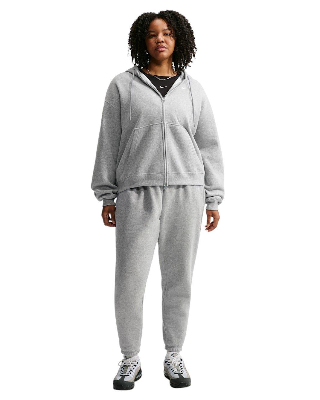 Nike Women's Studio Fleece Medium Weight Oversized Full-Zip Hooded Jacket - Grey - GREY