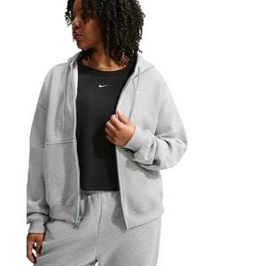 Nike Women's Studio Fleece Medium Weight Oversized Full-Zip Hooded Jacket - Grey - GREY