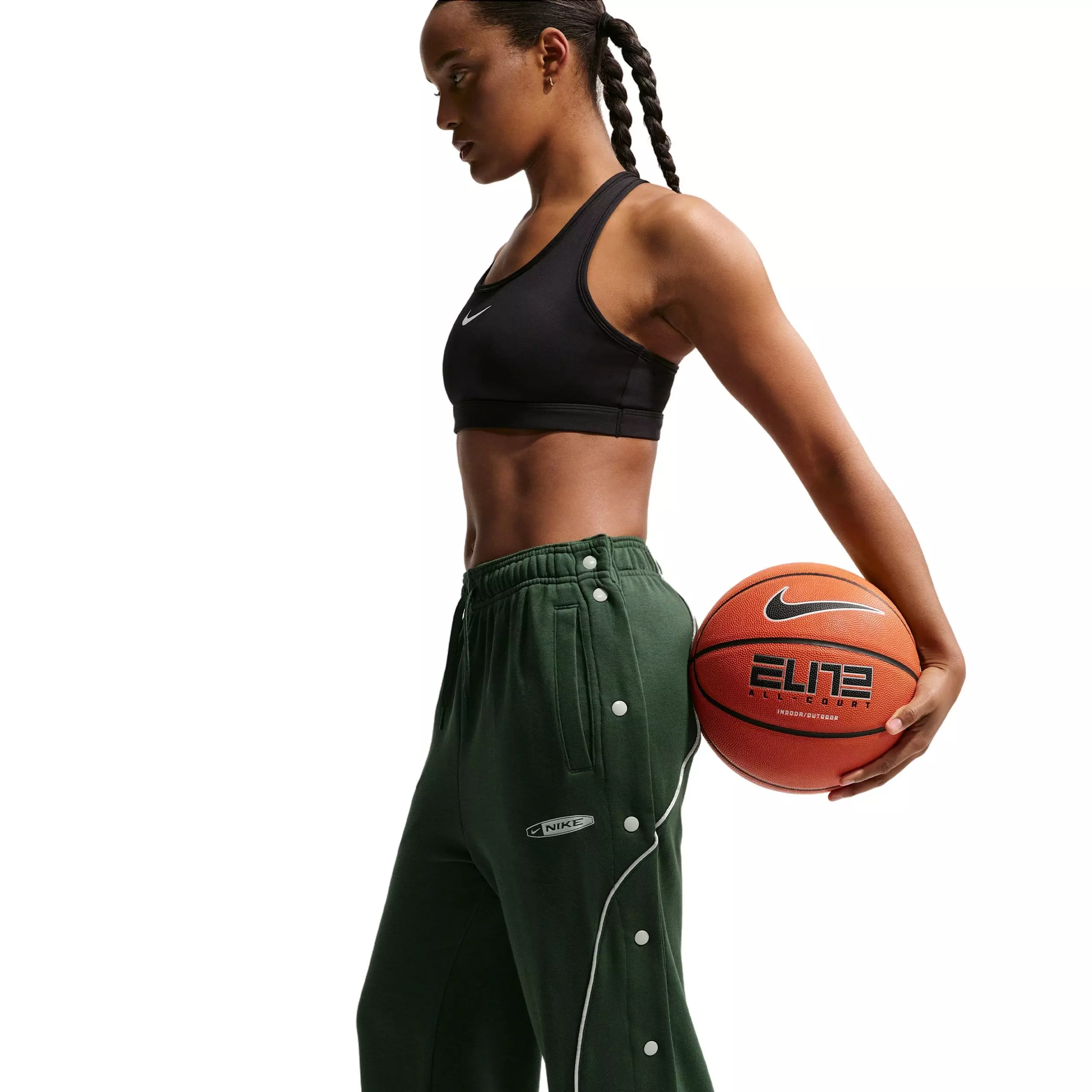 Nike Women's Fleece Tearaway Pants -Green/Silver - GREEN/SILVER