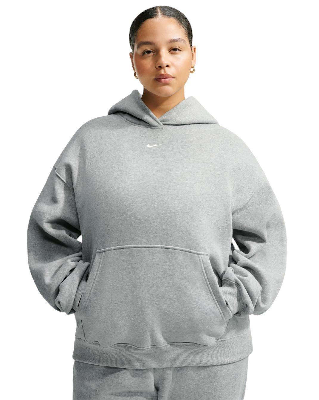Nike Women's Studio Fleece Medium Weight Oversized Pullover Hoodie - Grey - GREY