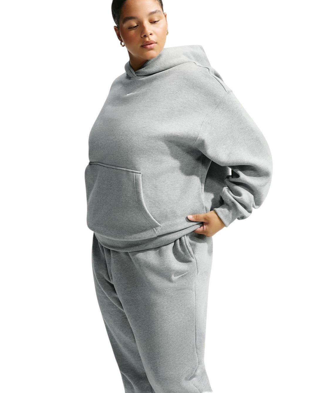 Nike Women's Studio Fleece Medium Weight Oversized Pullover Hoodie - Grey - GREY
