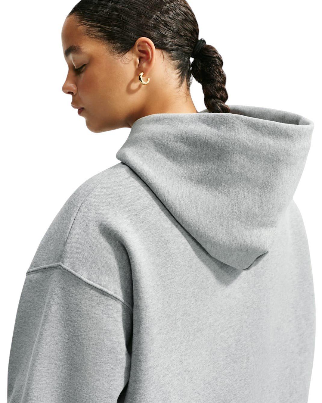 Nike Women's Studio Fleece Medium Weight Oversized Pullover Hoodie - Grey - GREY