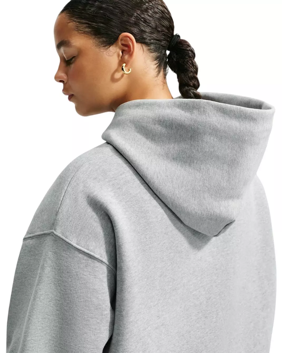 Nike Women's Studio Fleece Medium Weight Oversized Pullover Hoodie - Grey - GREY
