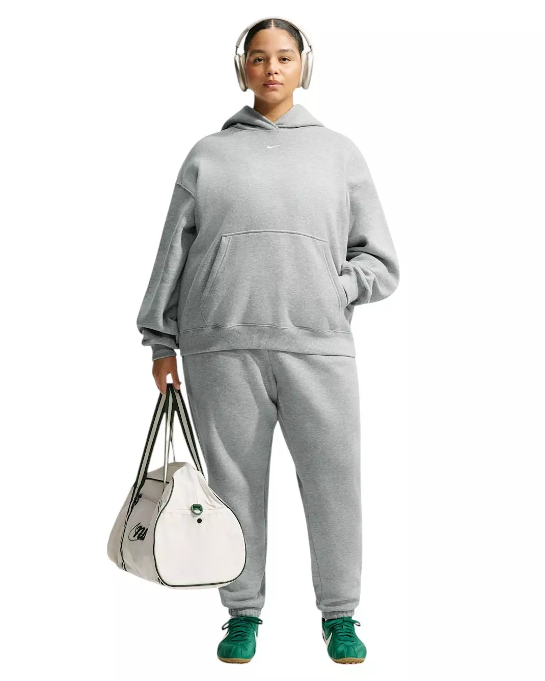 Nike Women's Studio Fleece Medium Weight Oversized Pullover Hoodie - Grey - GREY