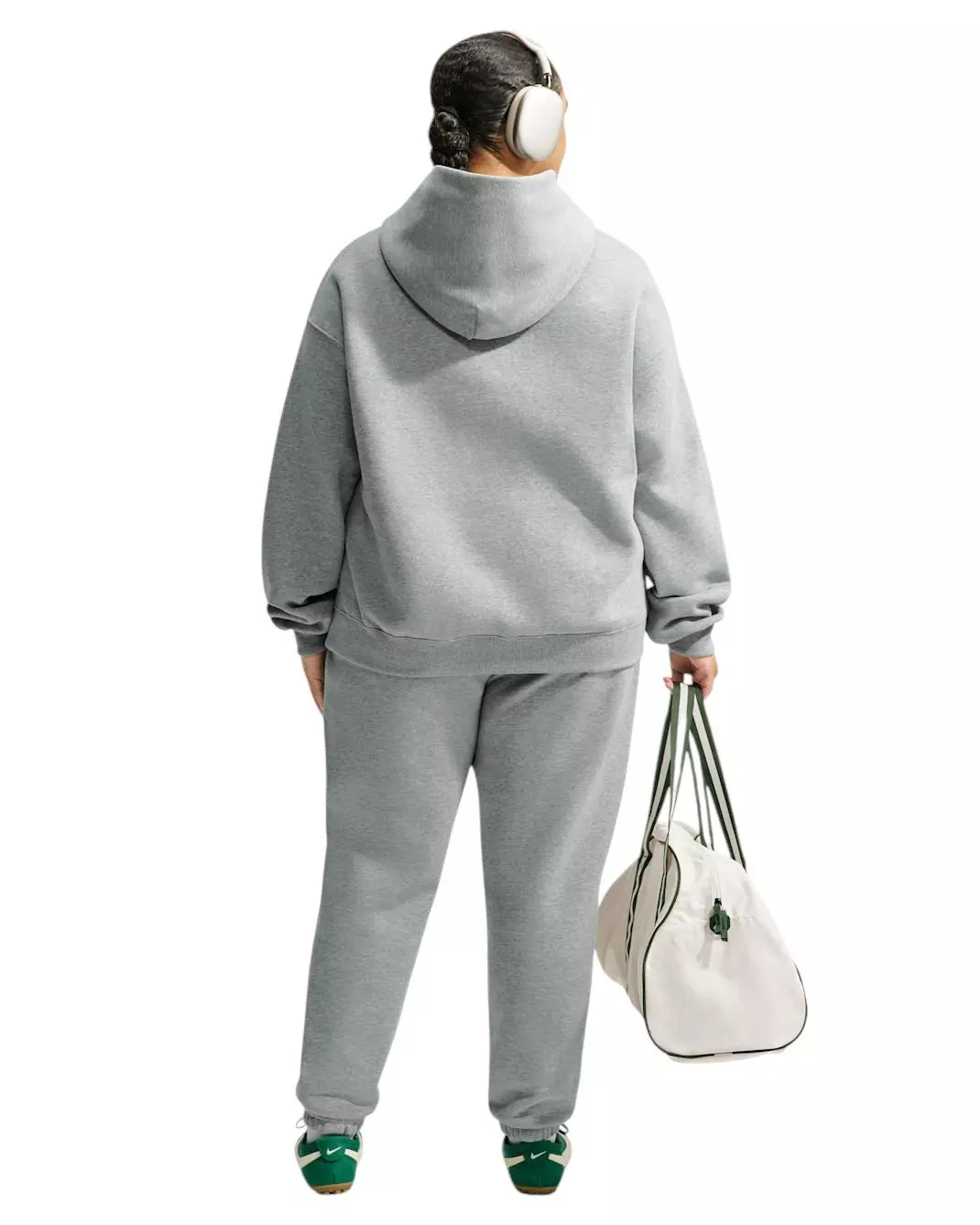 Nike Women's Studio Fleece Medium Weight Oversized Pullover Hoodie - Grey - GREY