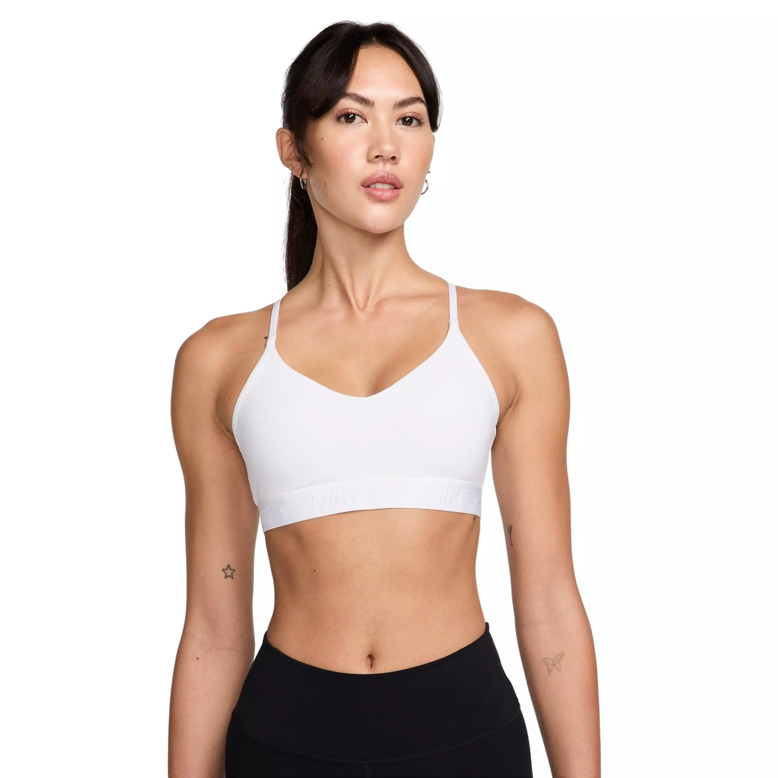 Nike Women's Indy Light Support Padded Adjustable Sports Bra - White - WHITE