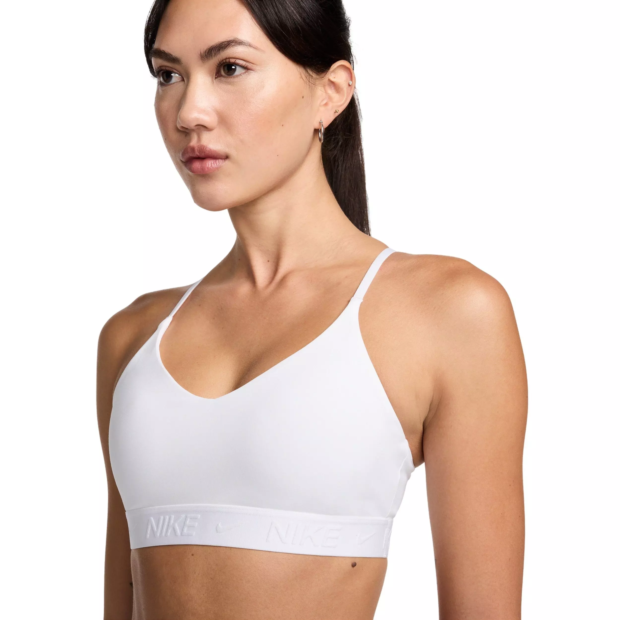 Nike Women's Indy Light Support Padded Adjustable Sports Bra - White - WHITE