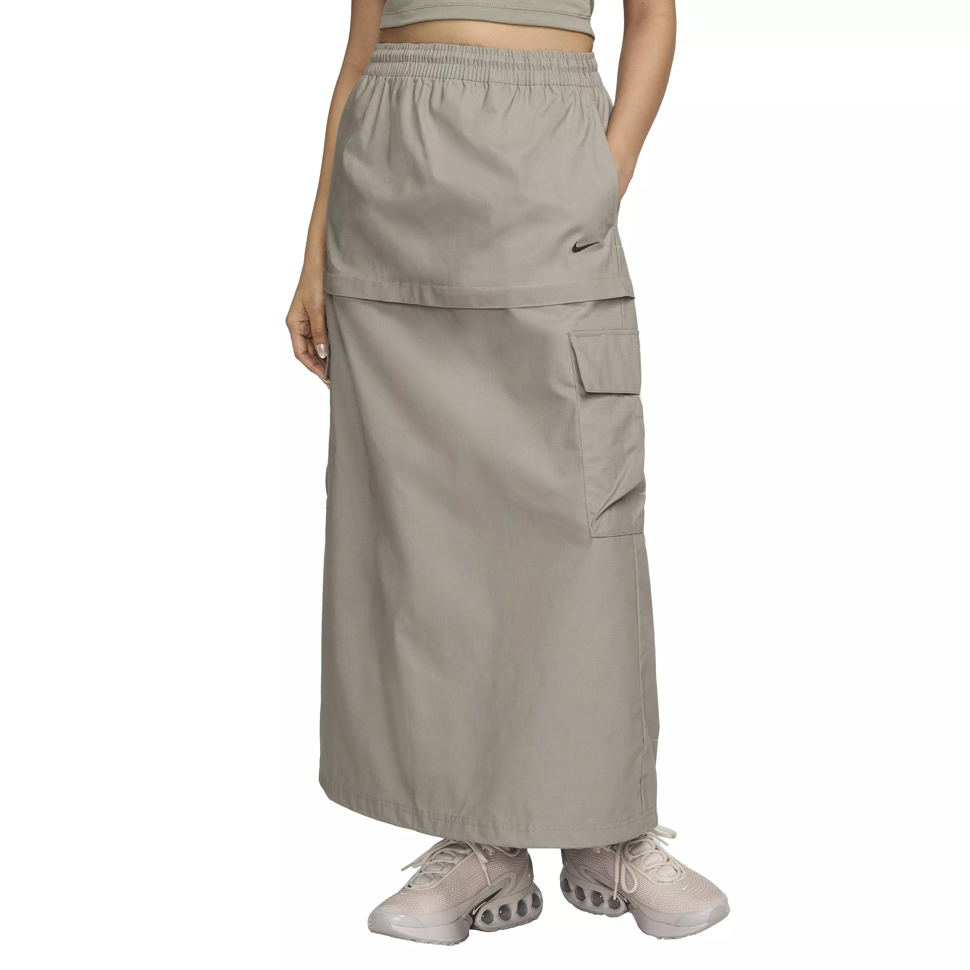 Nike Women's Sportswear Essential Mid-Rise Woven Cargo Midi Skirt - GREEN