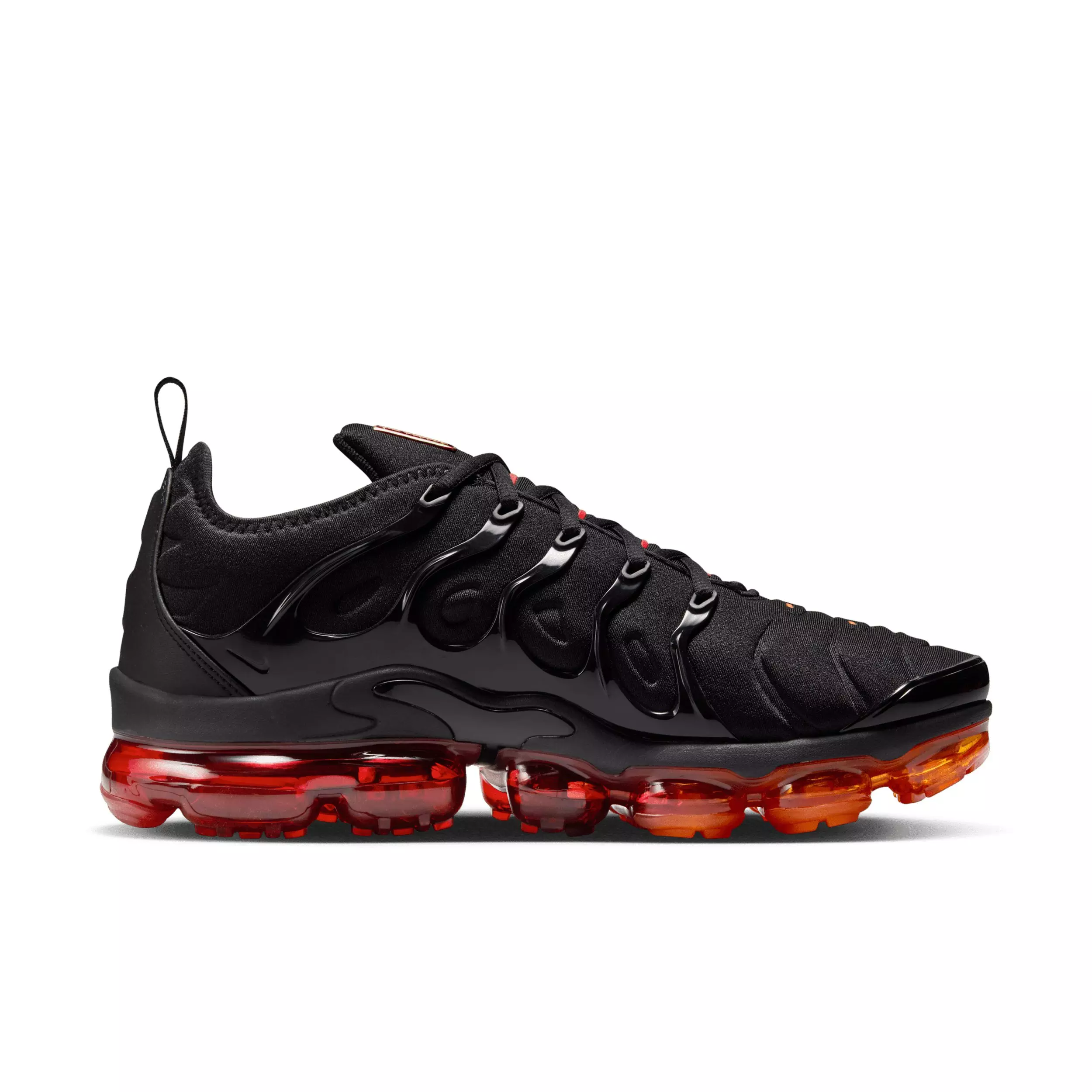 Nike Air VaporMax Plus "Black/Magma Orange/University Red/Light Smoke Grey" Men's Shoe - BLACK/ORANGE/RED/LT GREY
