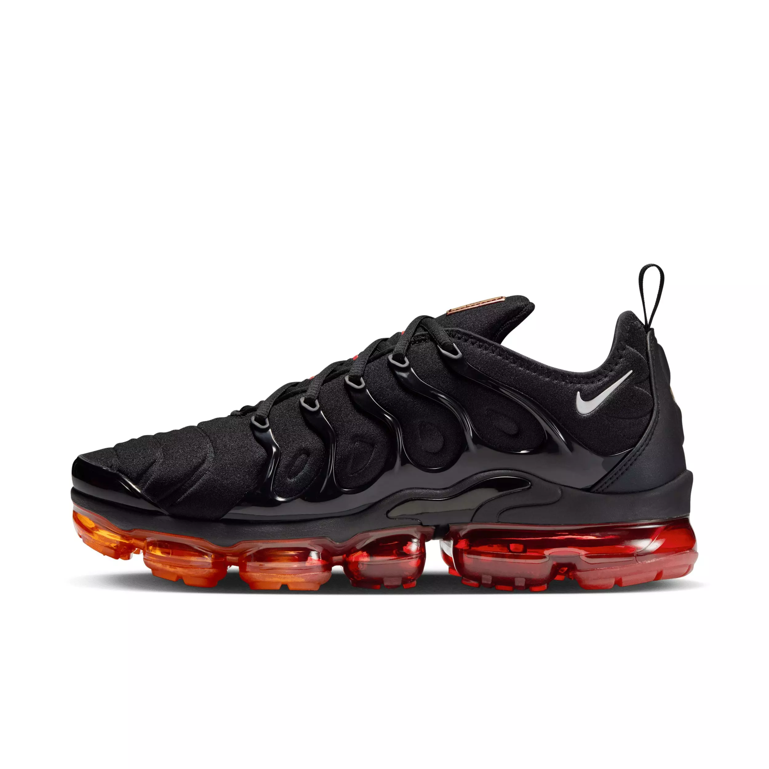 Nike Air VaporMax Plus "Black/Magma Orange/University Red/Light Smoke Grey" Men's Shoe - BLACK/ORANGE/RED/LT GREY