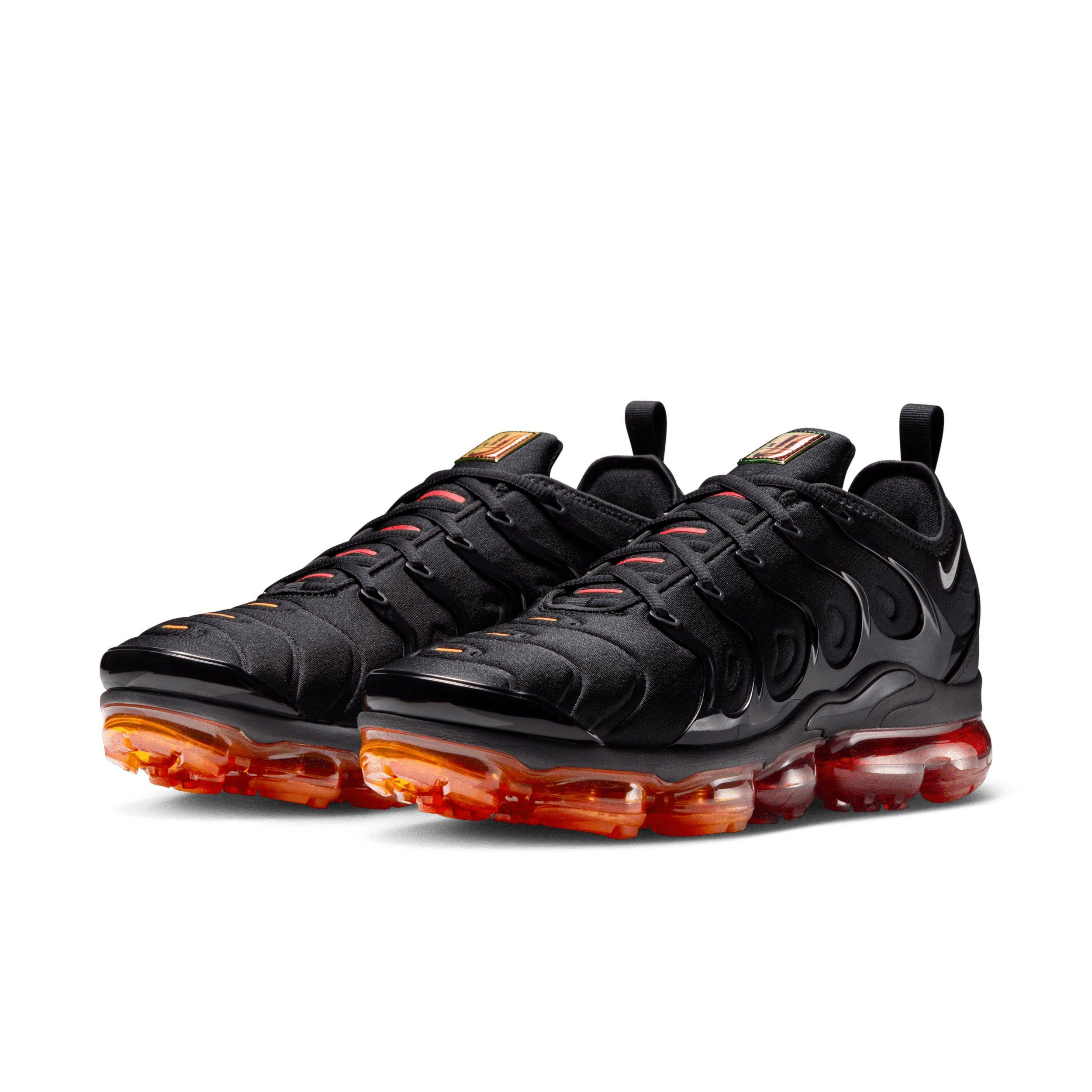 Nike Air VaporMax Plus "Black/Magma Orange/University Red/Light Smoke Grey" Men's Shoe - BLACK/ORANGE/RED/LT GREY