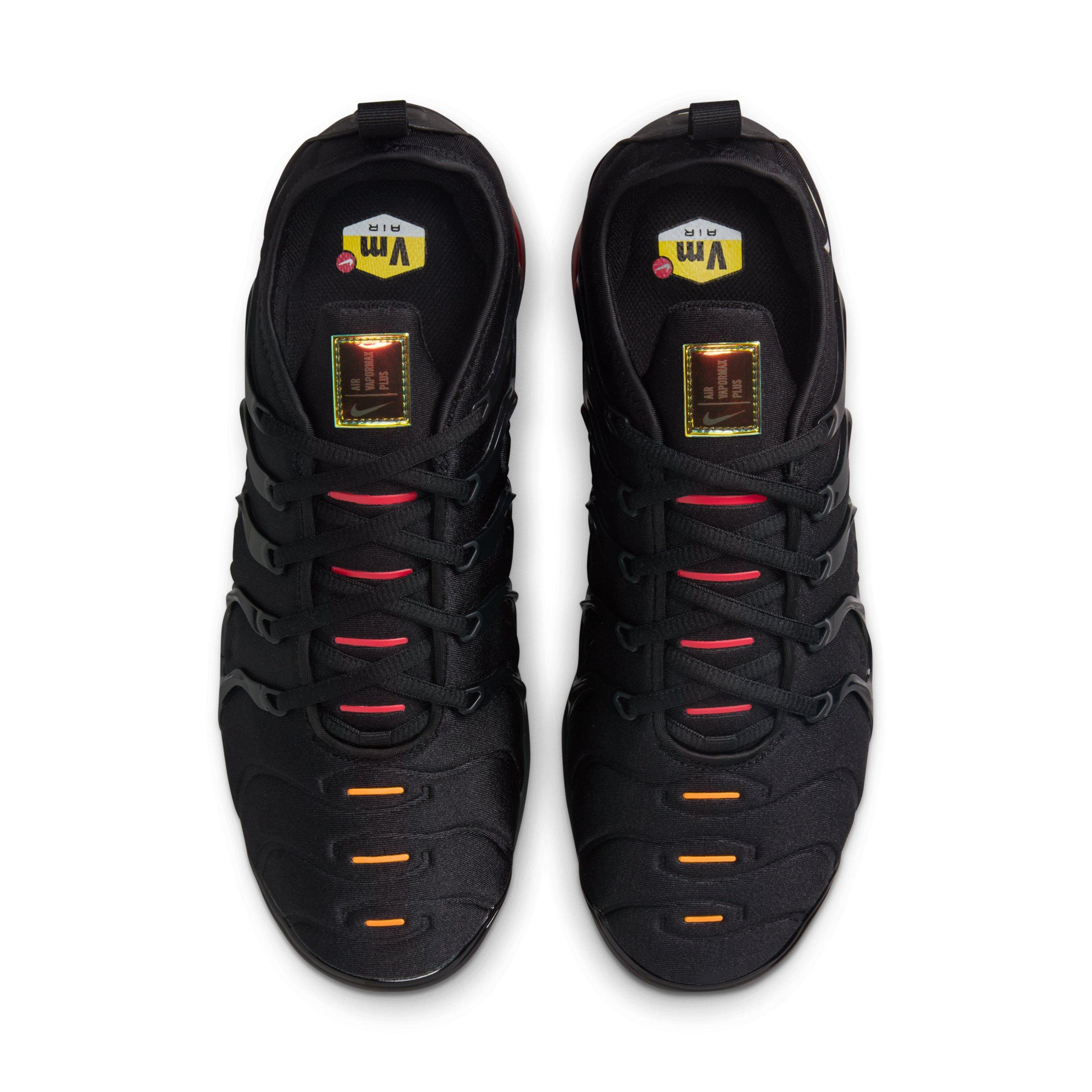 Nike Air VaporMax Plus "Black/Magma Orange/University Red/Light Smoke Grey" Men's Shoe - BLACK/ORANGE/RED/LT GREY