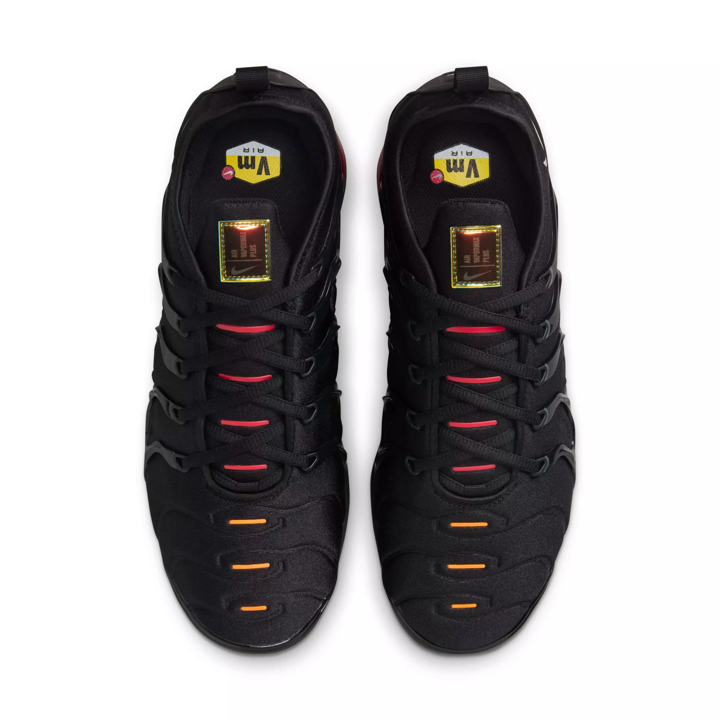 Nike Air VaporMax Plus "Black/Magma Orange/University Red/Light Smoke Grey" Men's Shoe - BLACK/ORANGE/RED/LT GREY
