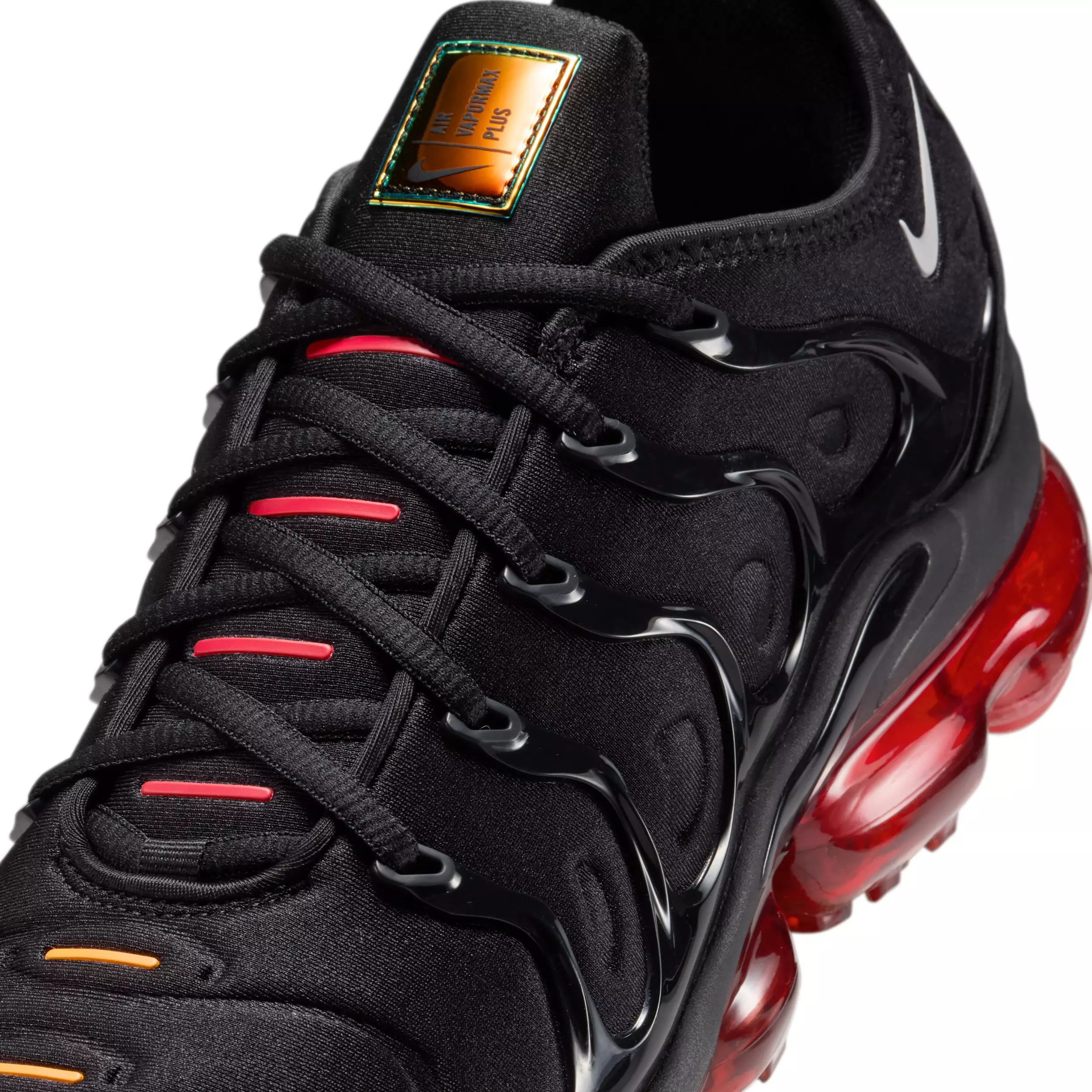 Nike Air VaporMax Plus "Black/Magma Orange/University Red/Light Smoke Grey" Men's Shoe - BLACK/ORANGE/RED/LT GREY