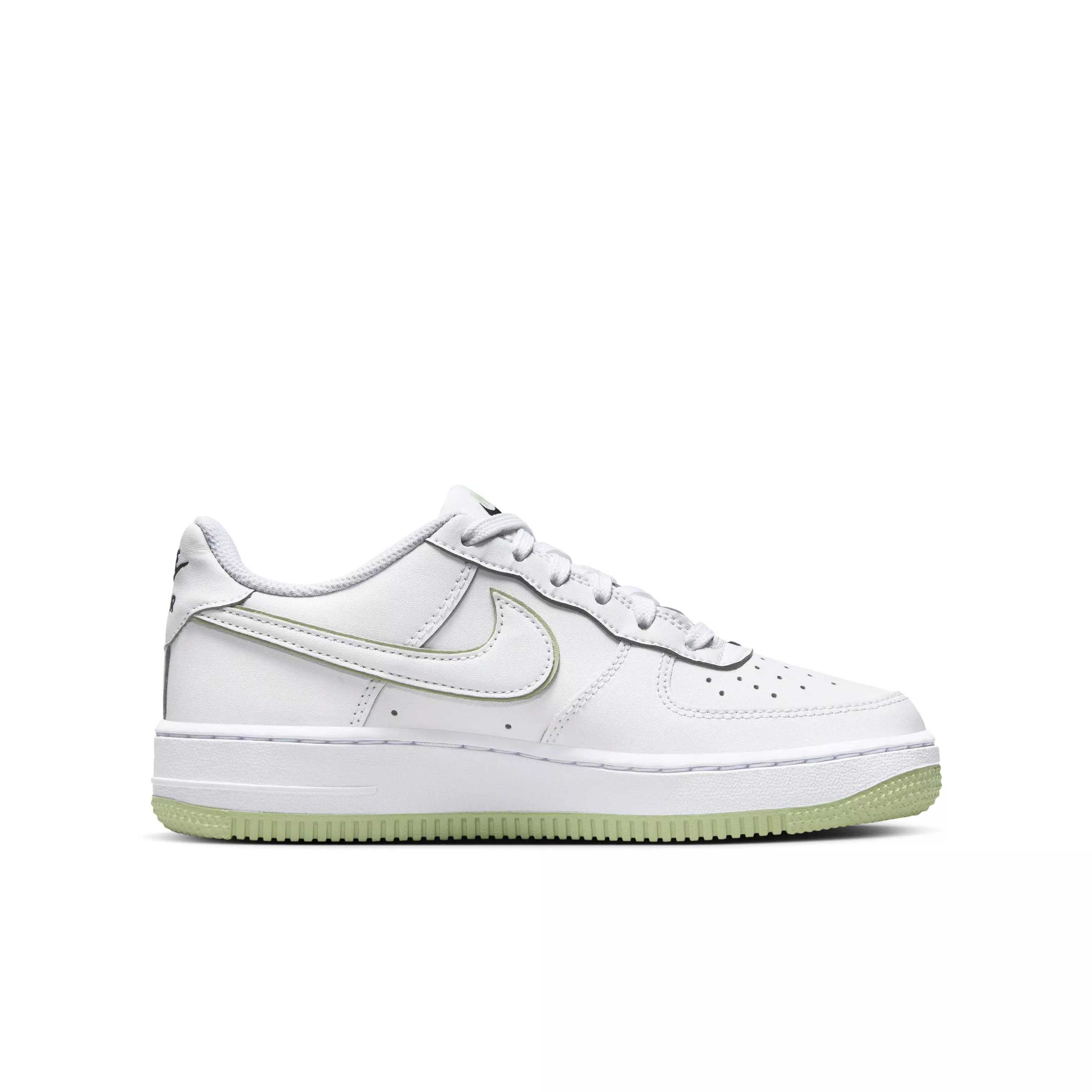 Nike Air Force 1 "White/White/Black/Honeydew" Grade School Girls' Shoe - WHITE/WHITE/BLACK/HONEYDEW