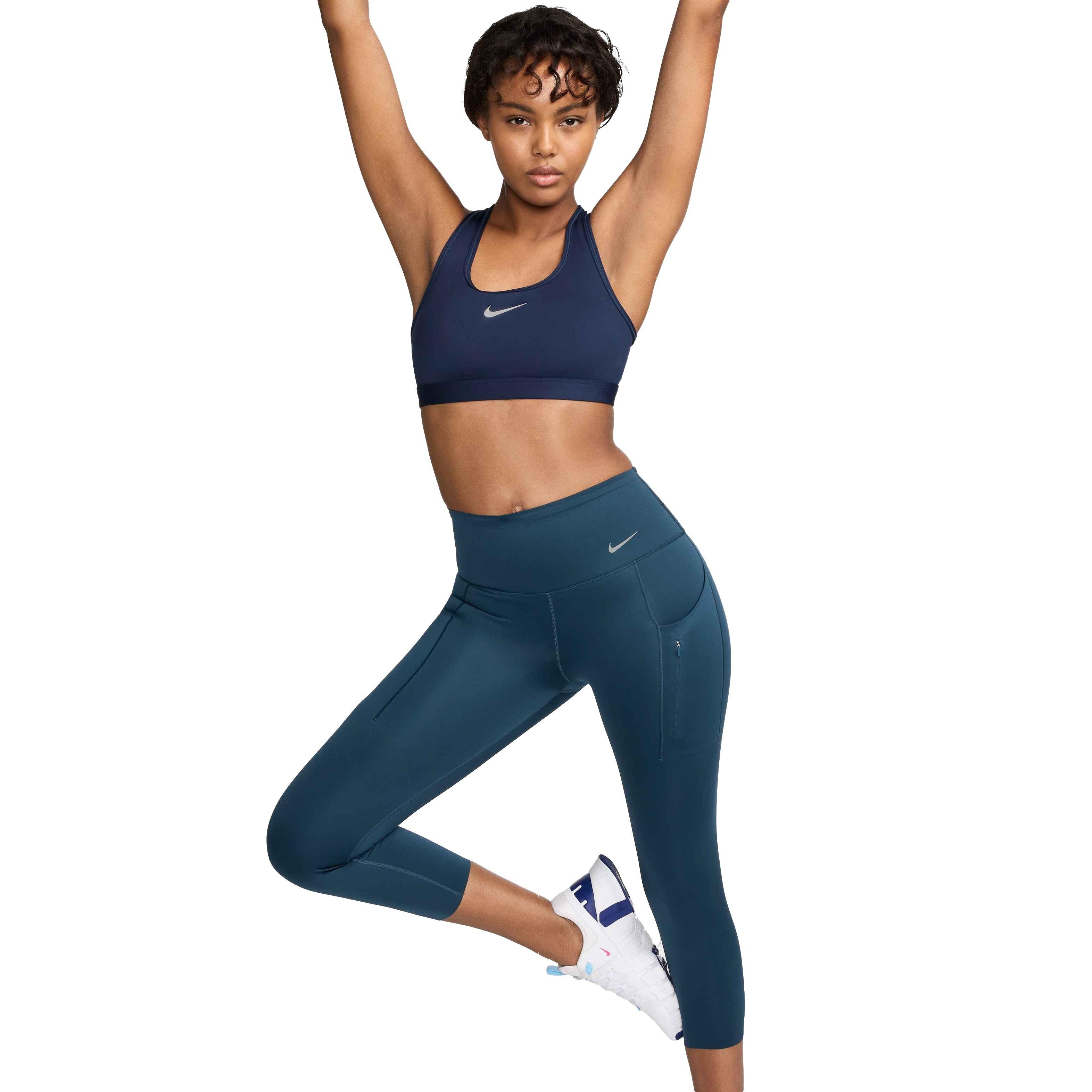 Nike Women's Go Firm-Support High-Waisted Cropped Leggings with Pockets - Navy - NAVY Thumbnail View 9
