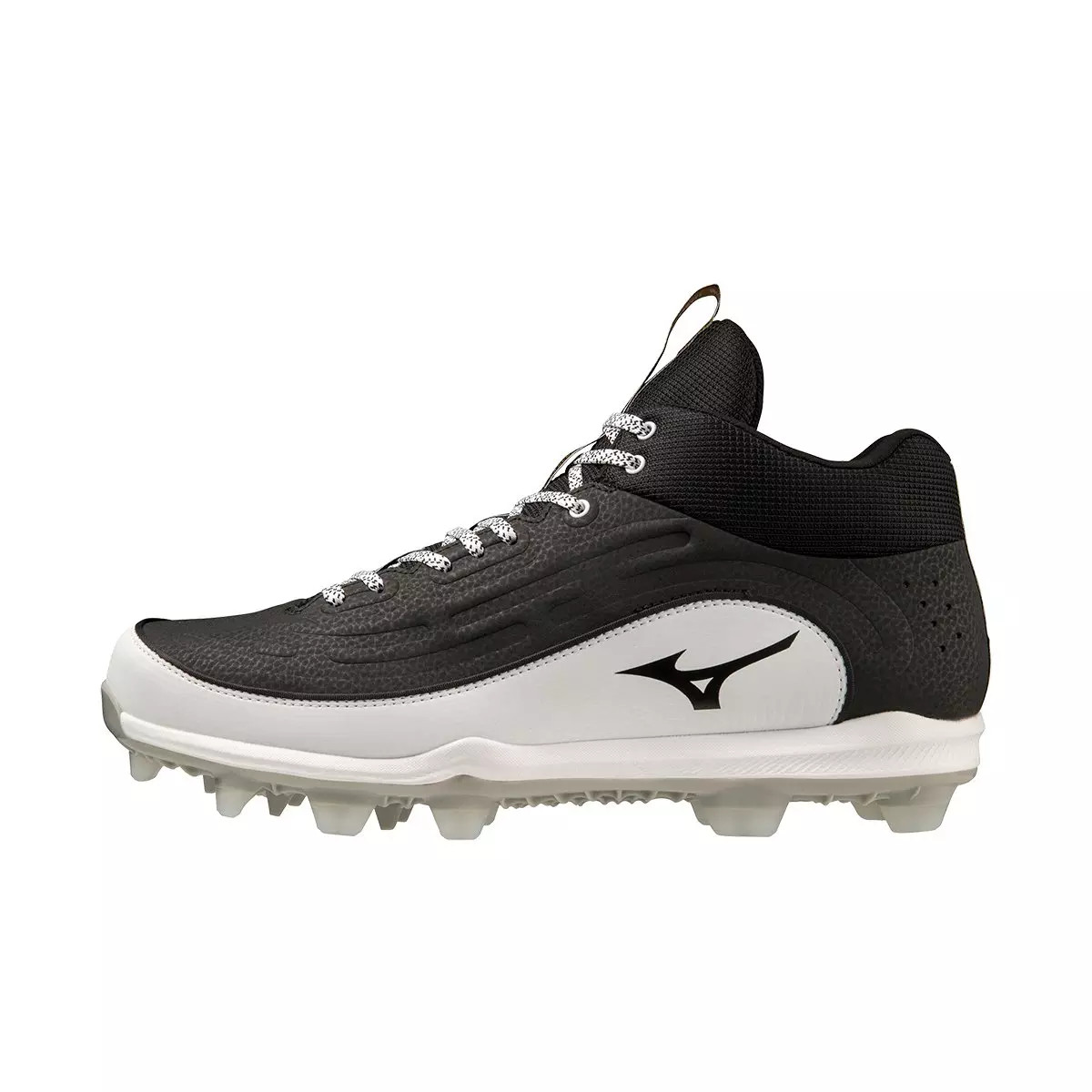 Mizuno 9-Spike Ambition 3 Mid "Black/White" Men's Baseball Cleat - BLACK/WHITE