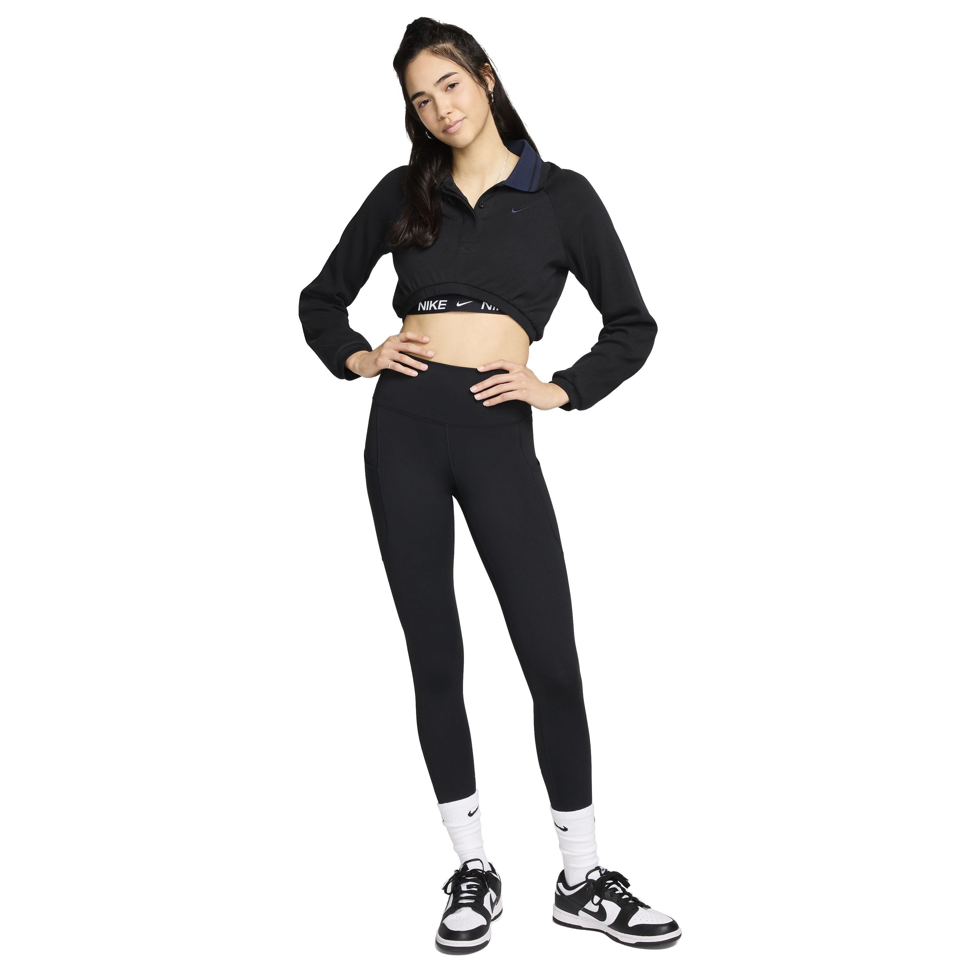 Nike Women's One High-Waisted 7/8 Leggings with Pockets - BLACK Thumbnail View 8