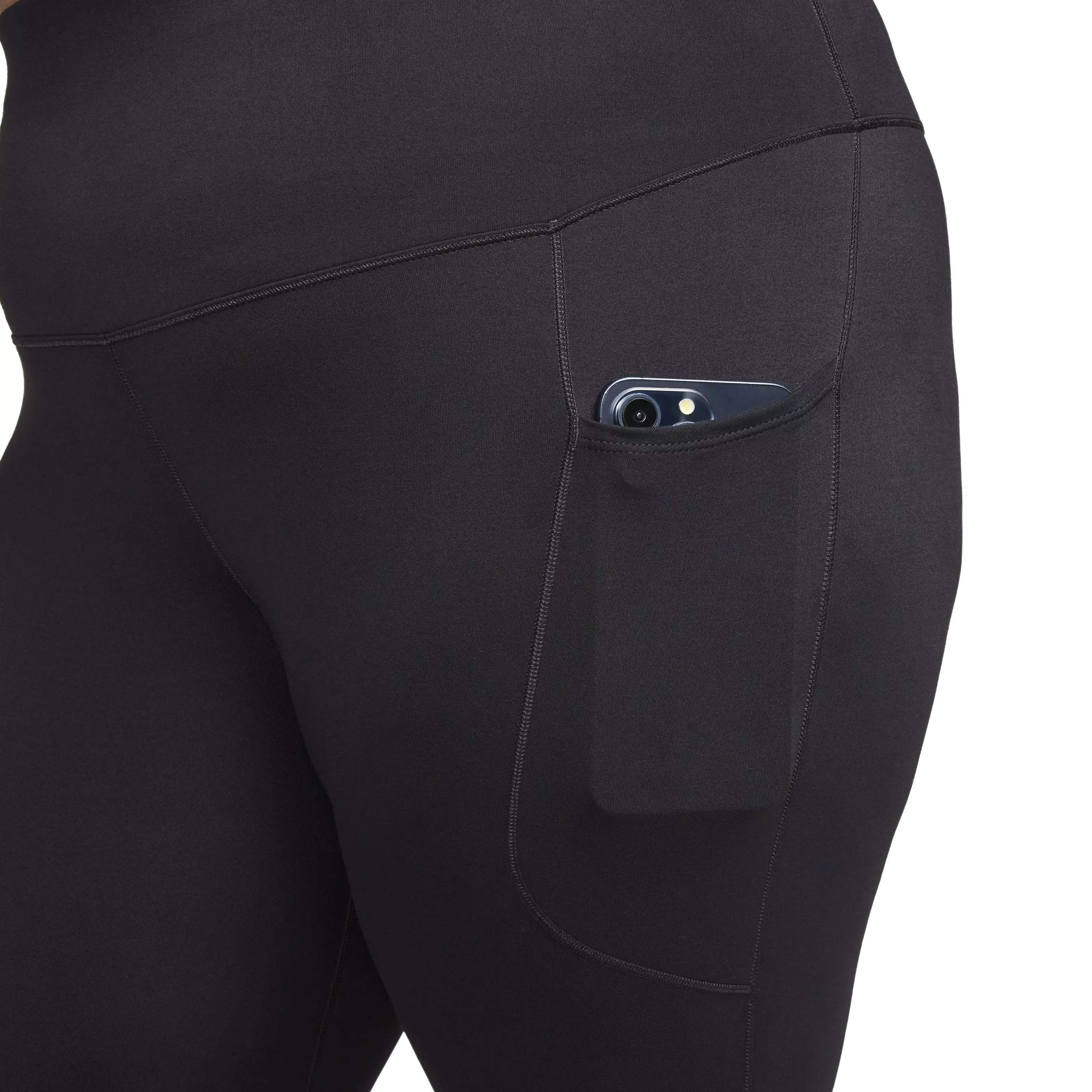 Nike Women's One High Waisted 7/8 Leggings with Pockets - BLACK