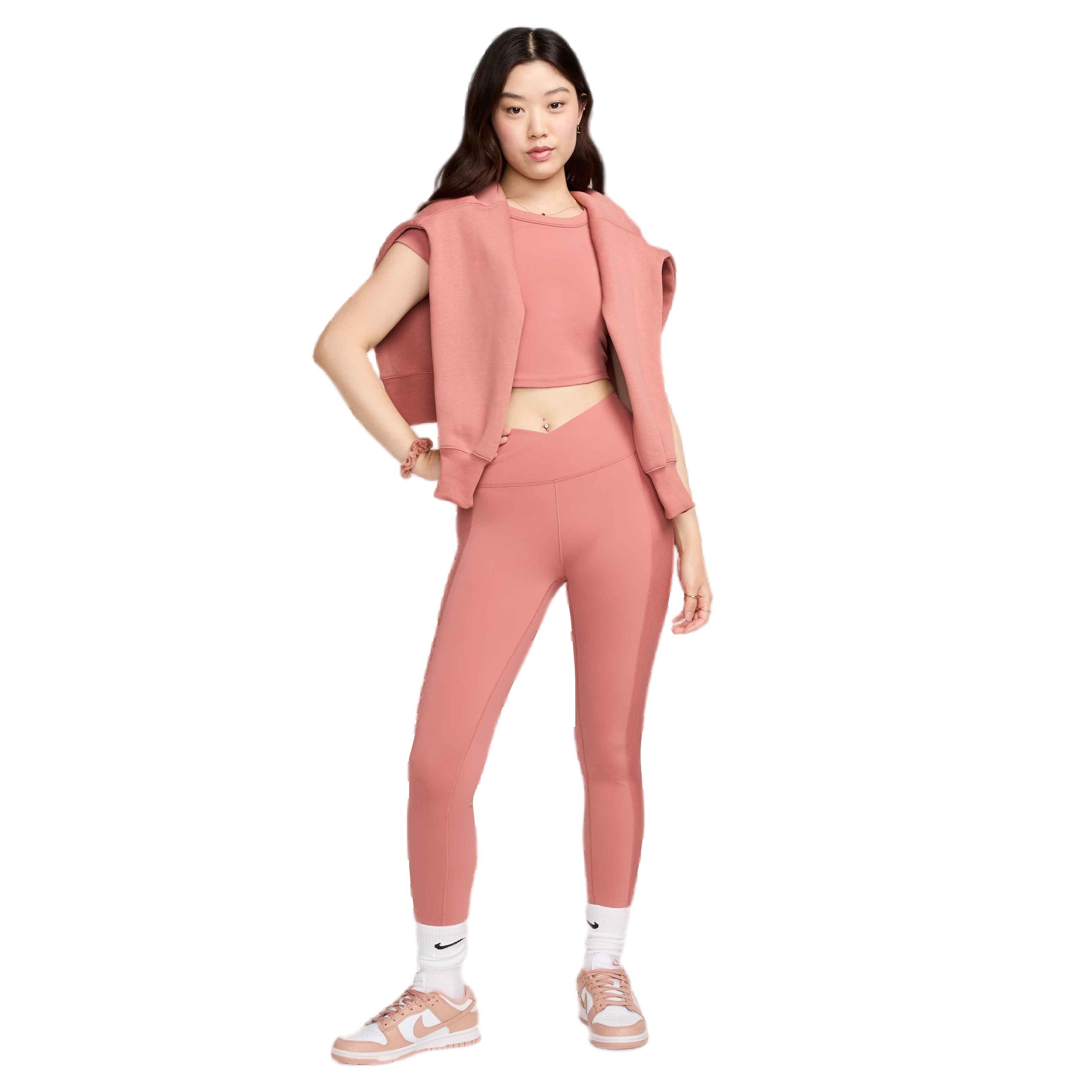 Nike Women's One Wrap High-Waisted 7/8 Leggings - PINK Thumbnail View 7