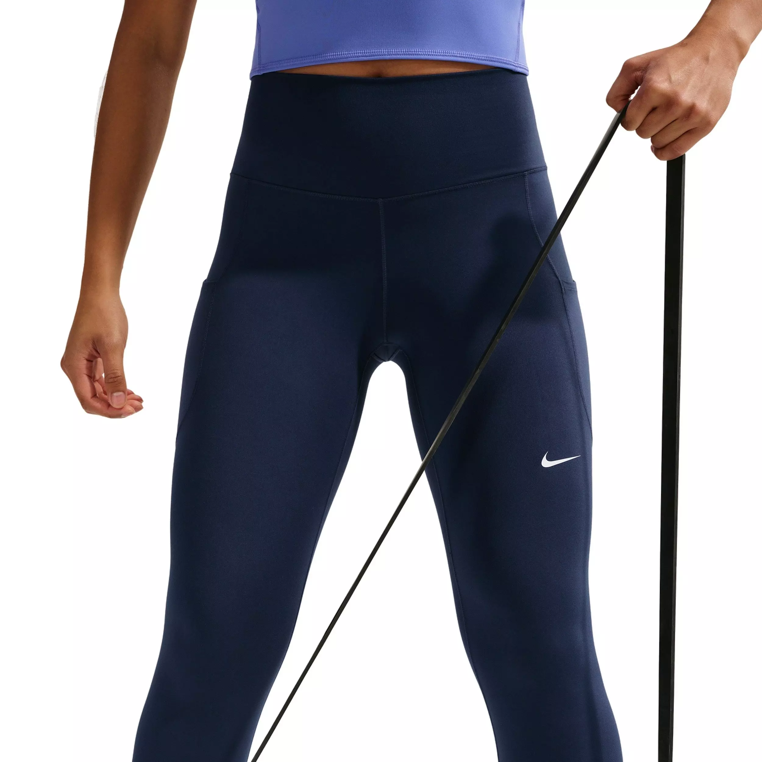 Nike Women's One High-Waisted 7/8 Leggings with Pockets -Navy - NAVY