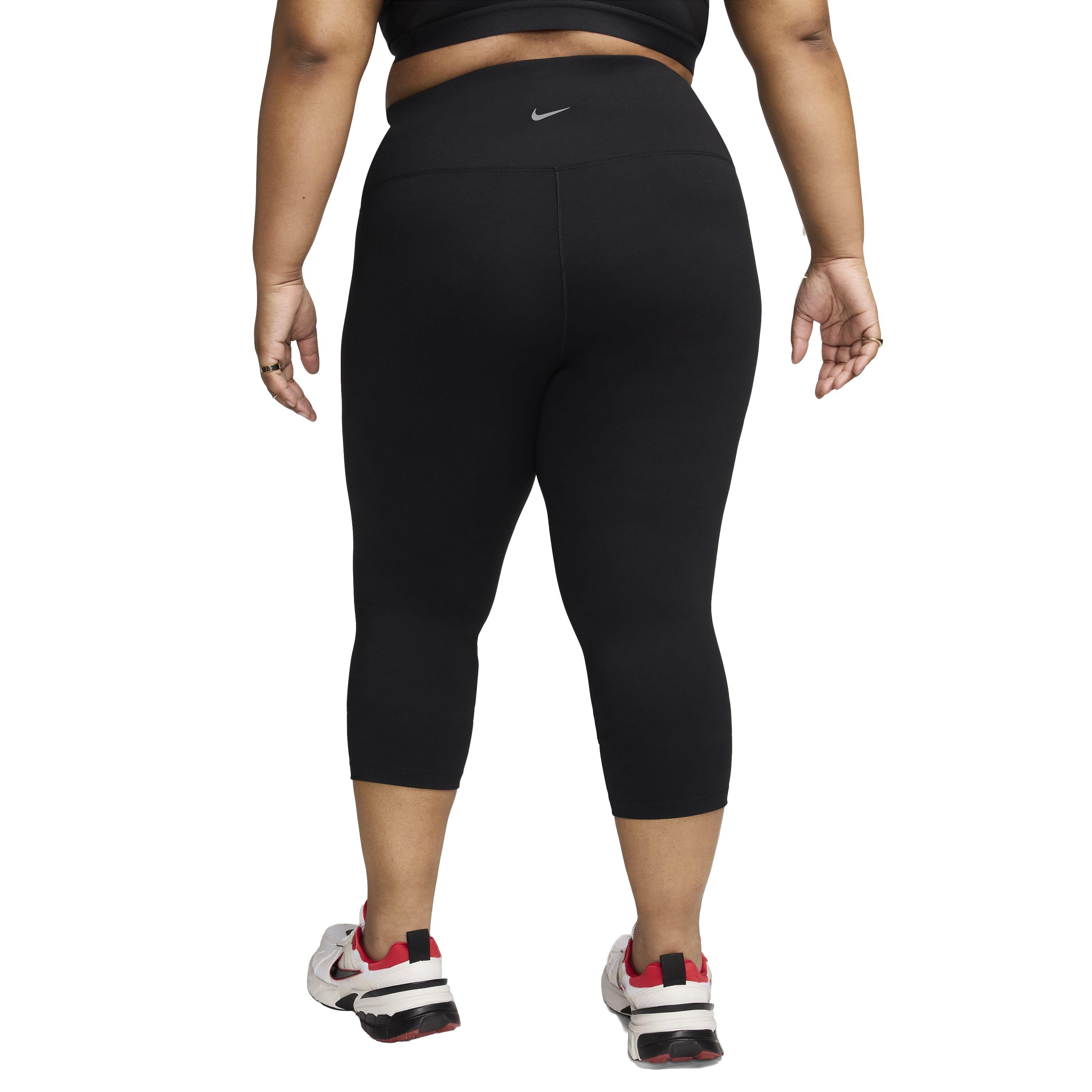 Nike Women's One High Waisted Crop Leggings - BLACK Thumbnail View 2