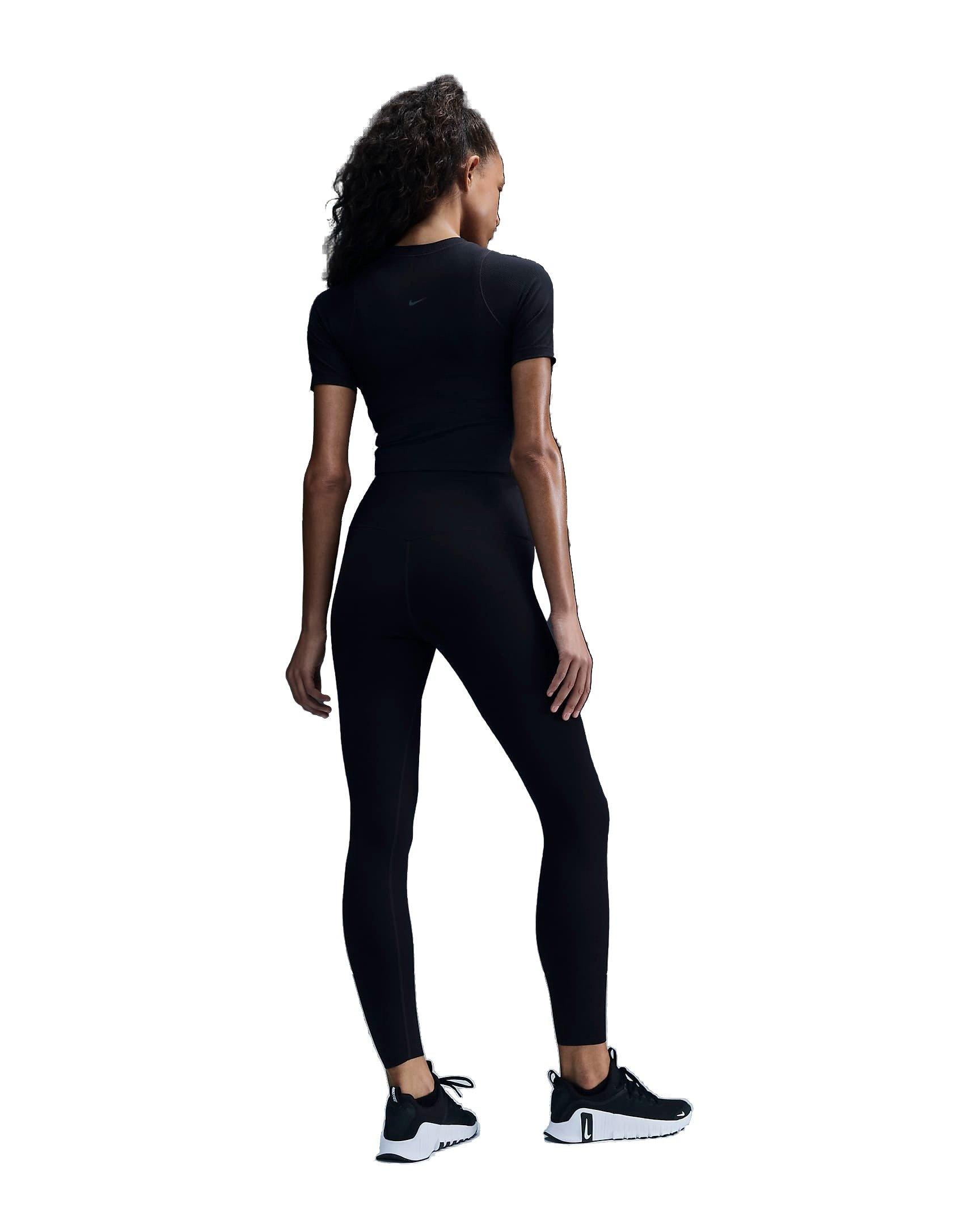 Nike Women's Zenvy Rib Gentle-Support High-Waisted 7/8 Leggings - BLACK Thumbnail View 2