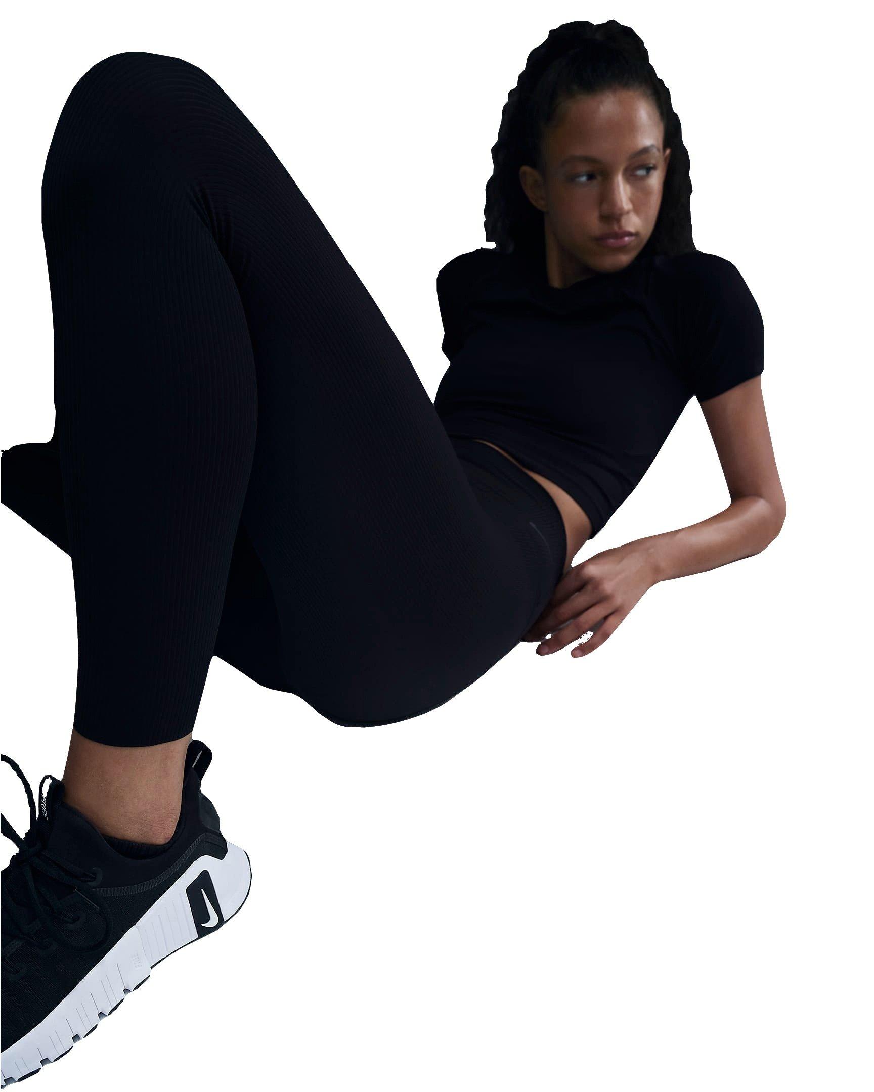 Nike Women's Zenvy Rib Gentle-Support High-Waisted 7/8 Leggings - BLACK Thumbnail View 3