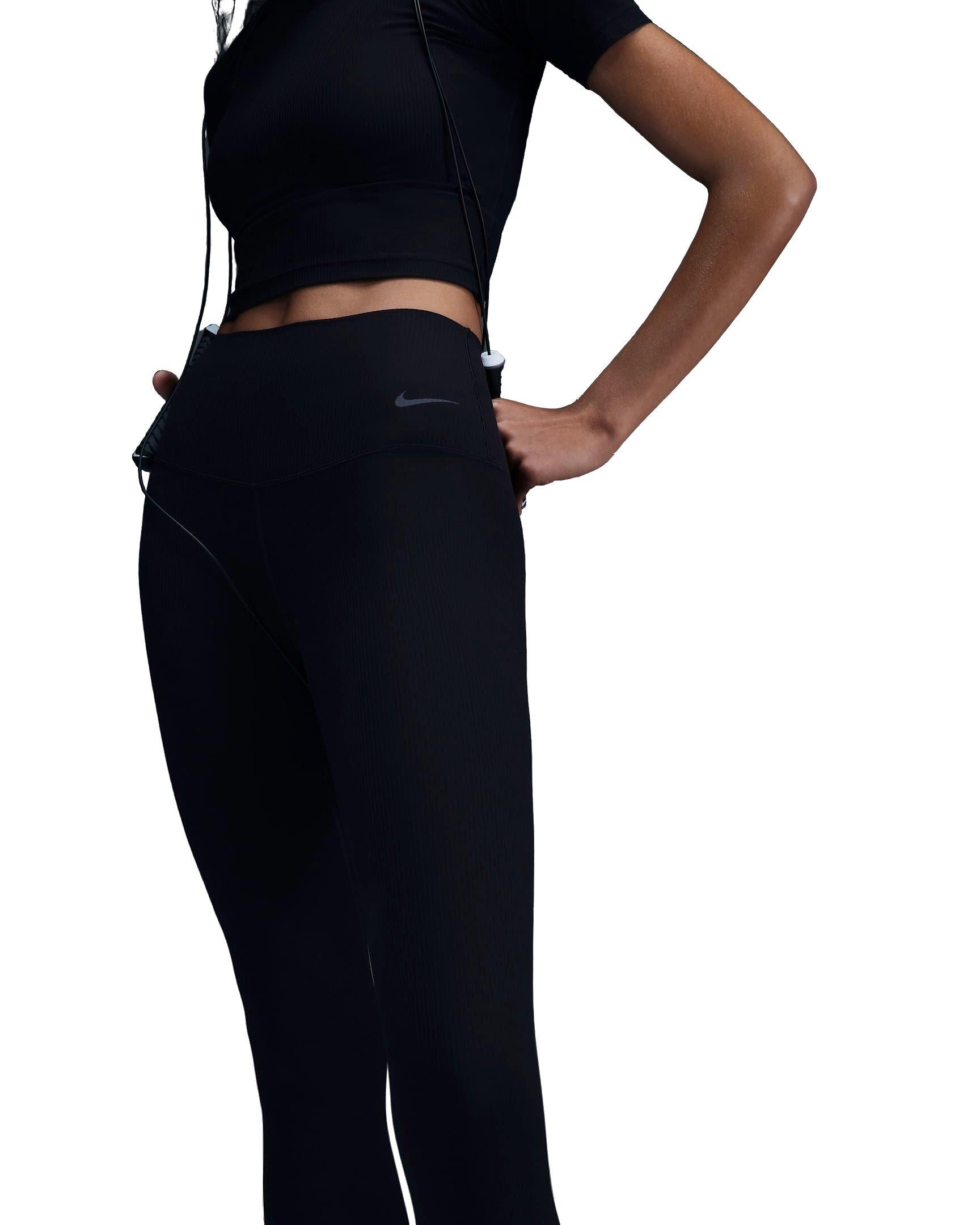 Nike Women's Zenvy Rib Gentle-Support High-Waisted 7/8 Leggings - BLACK Thumbnail View 4